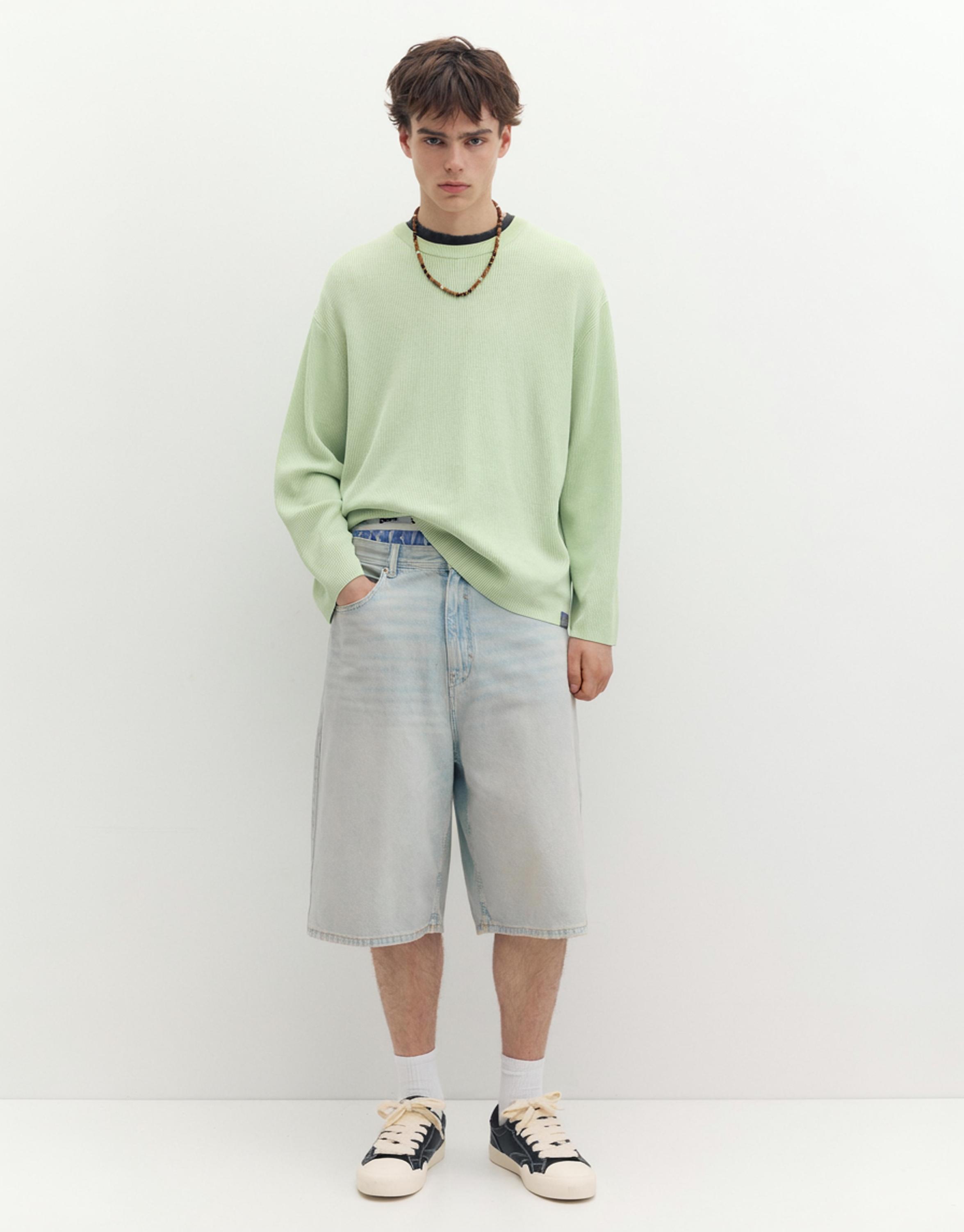 STWD skater denim Bermuda shorts — Pale indigo