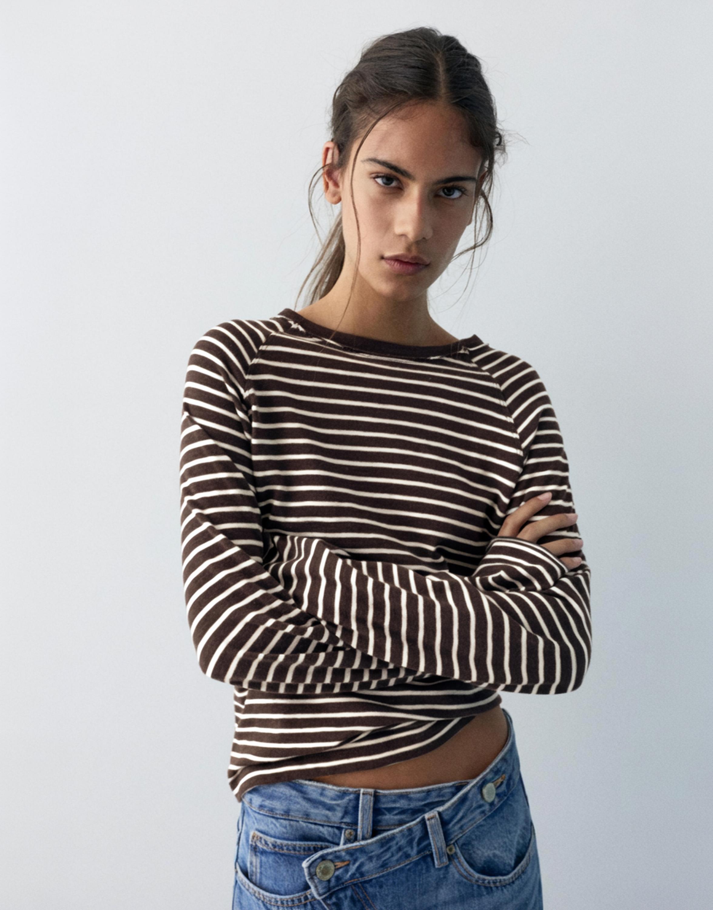 Long sleeve raglan T-shirt — Striped