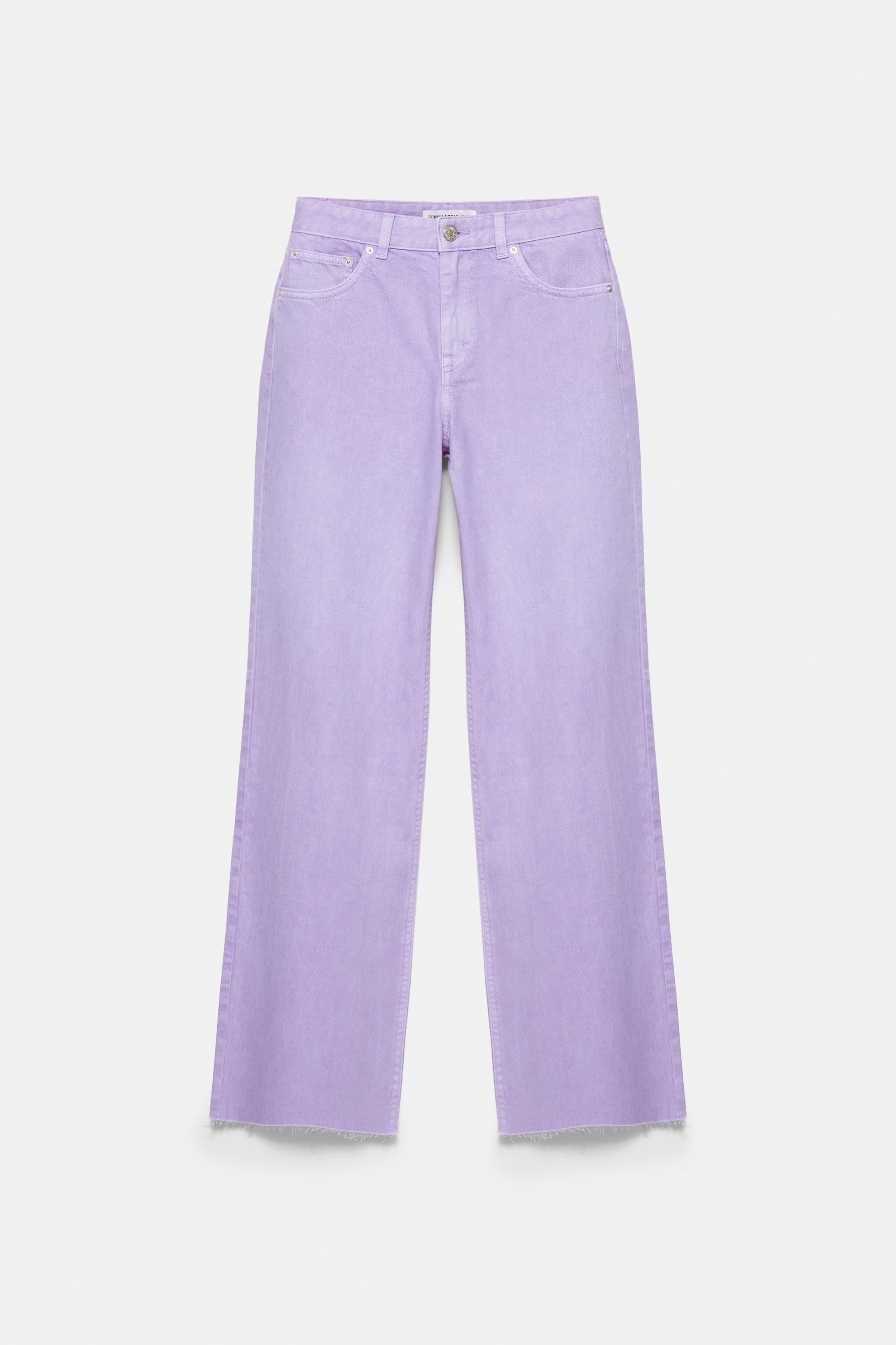 High-waist wide straight-leg jeans — Lilac