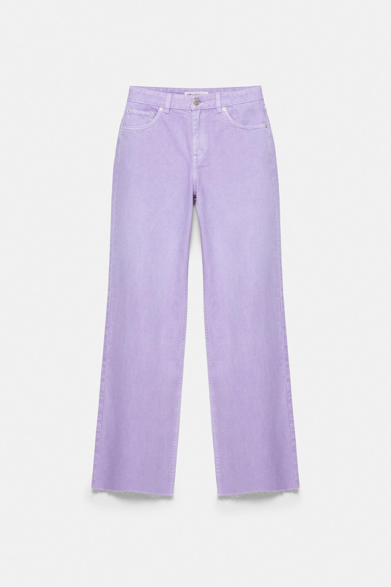 High-waist wide straight-leg jeans — Lilac