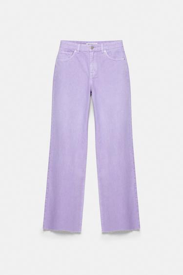High-waist wide straight-leg jeans — Lilac 5
