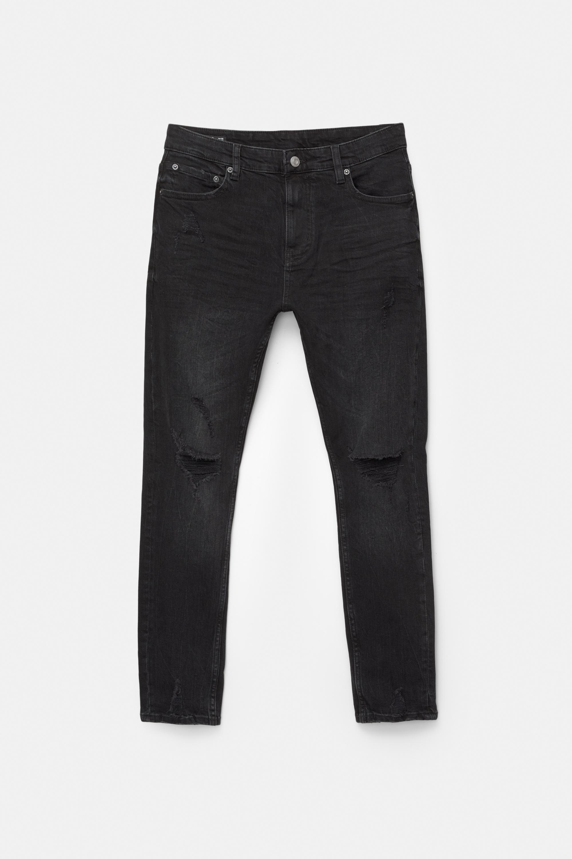 Ripped skinny jeans — Faded black
