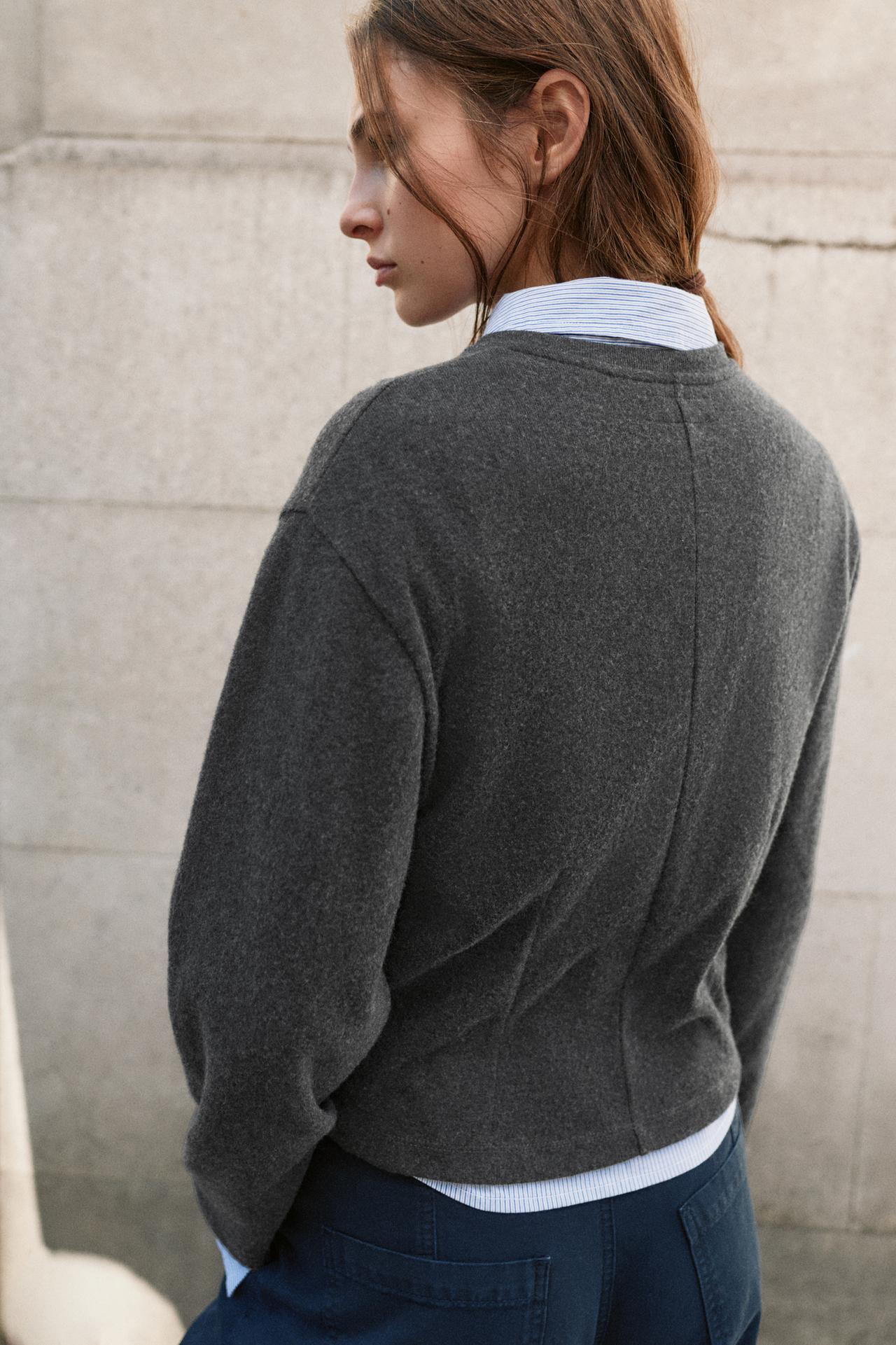 Soft-touch darted T-shirt — Anthracite grey