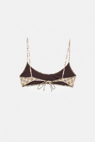 Check print bikini top — Green 4