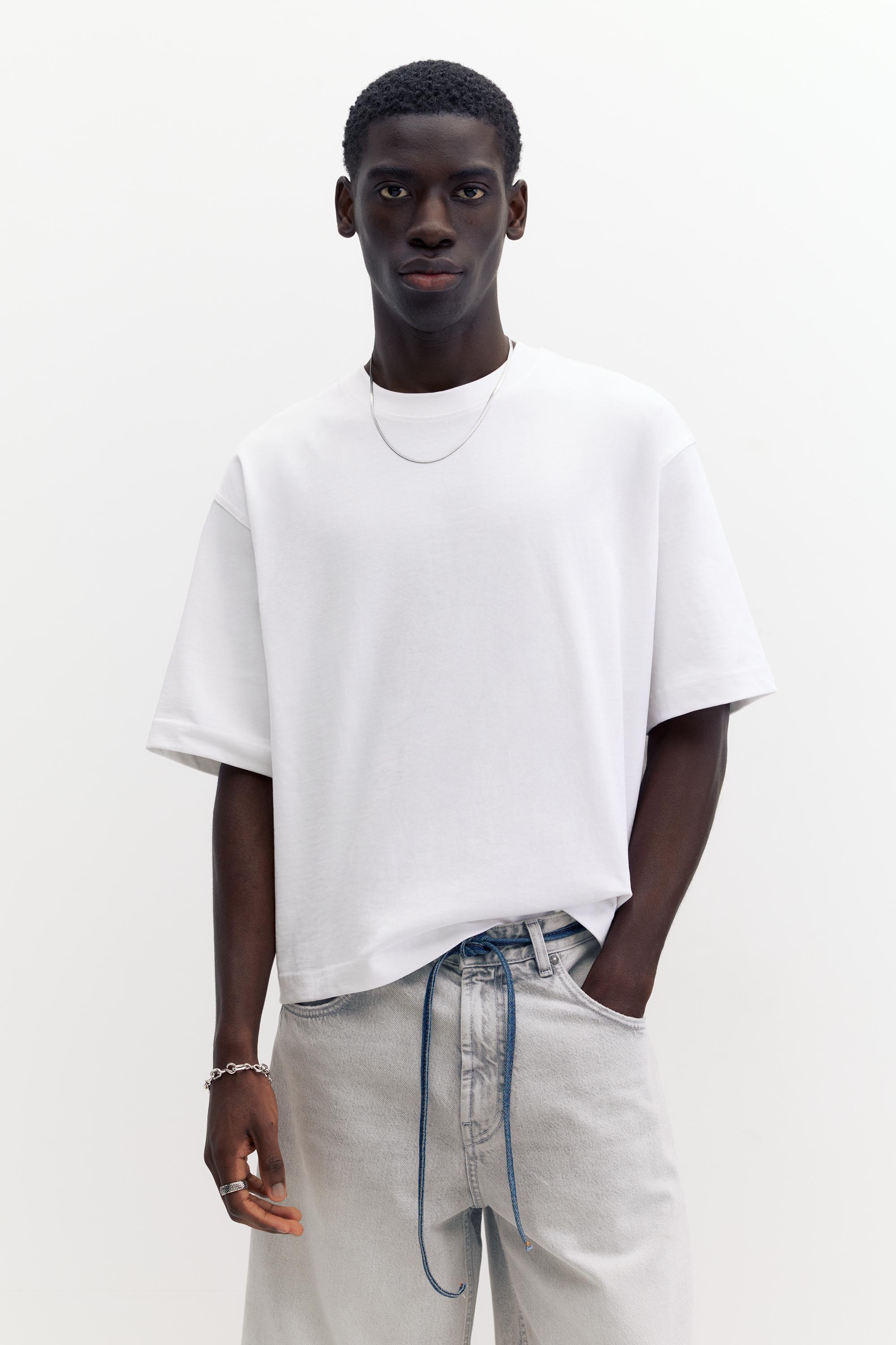Cropped short sleeve T-shirt — Off white