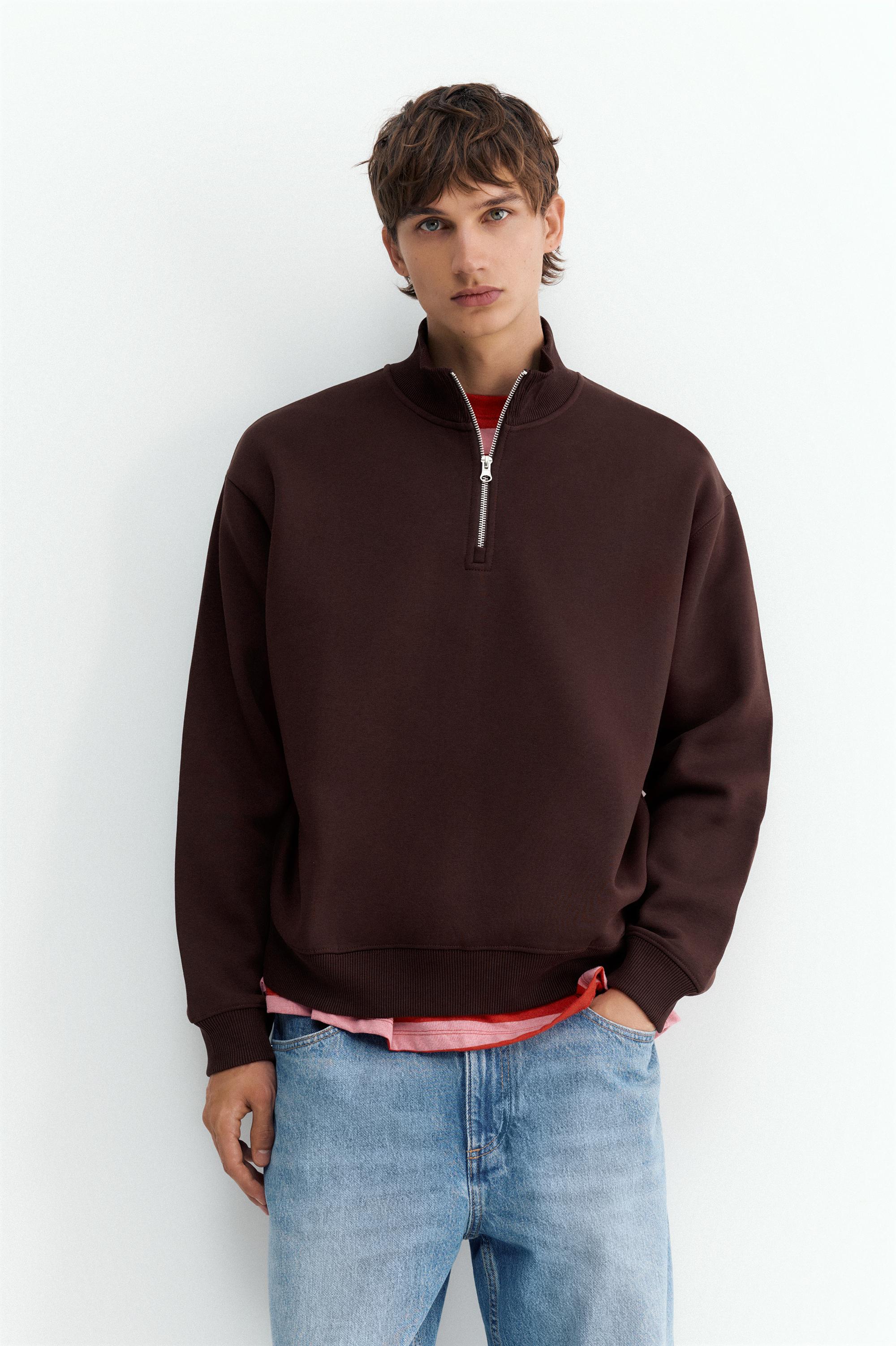 Quarter-zip sweatshirt — Brown