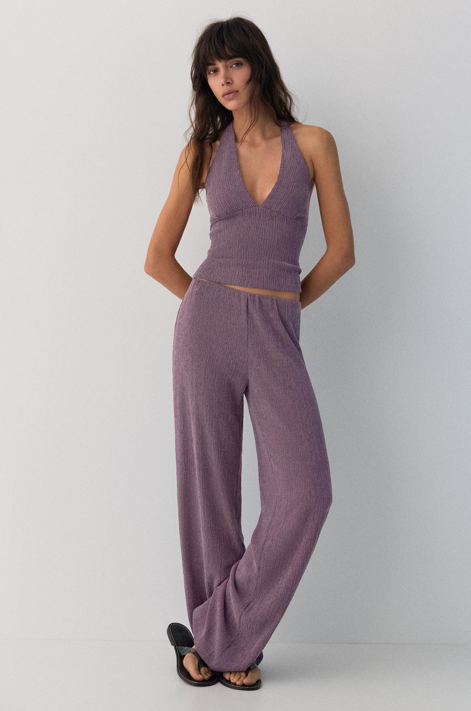 Crepe straight-leg trousers — Lavender