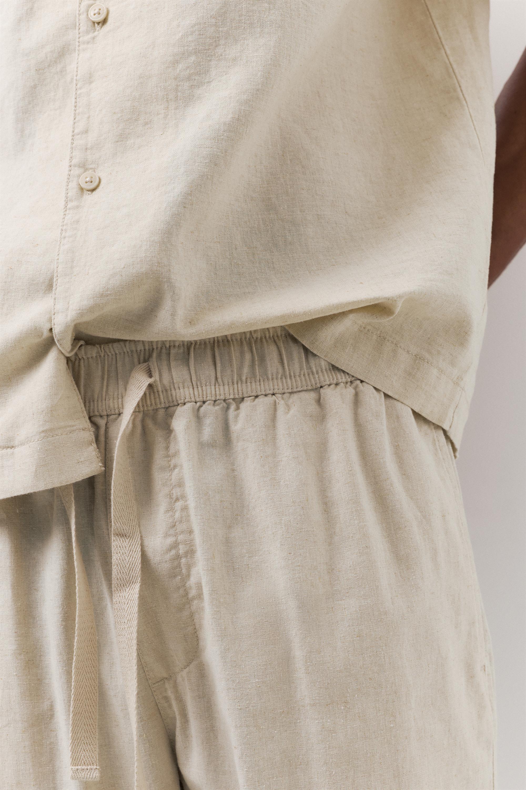 Linen blend jogger trousers — Beige
