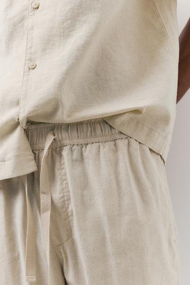Linen blend jogger trousers — Beige 4