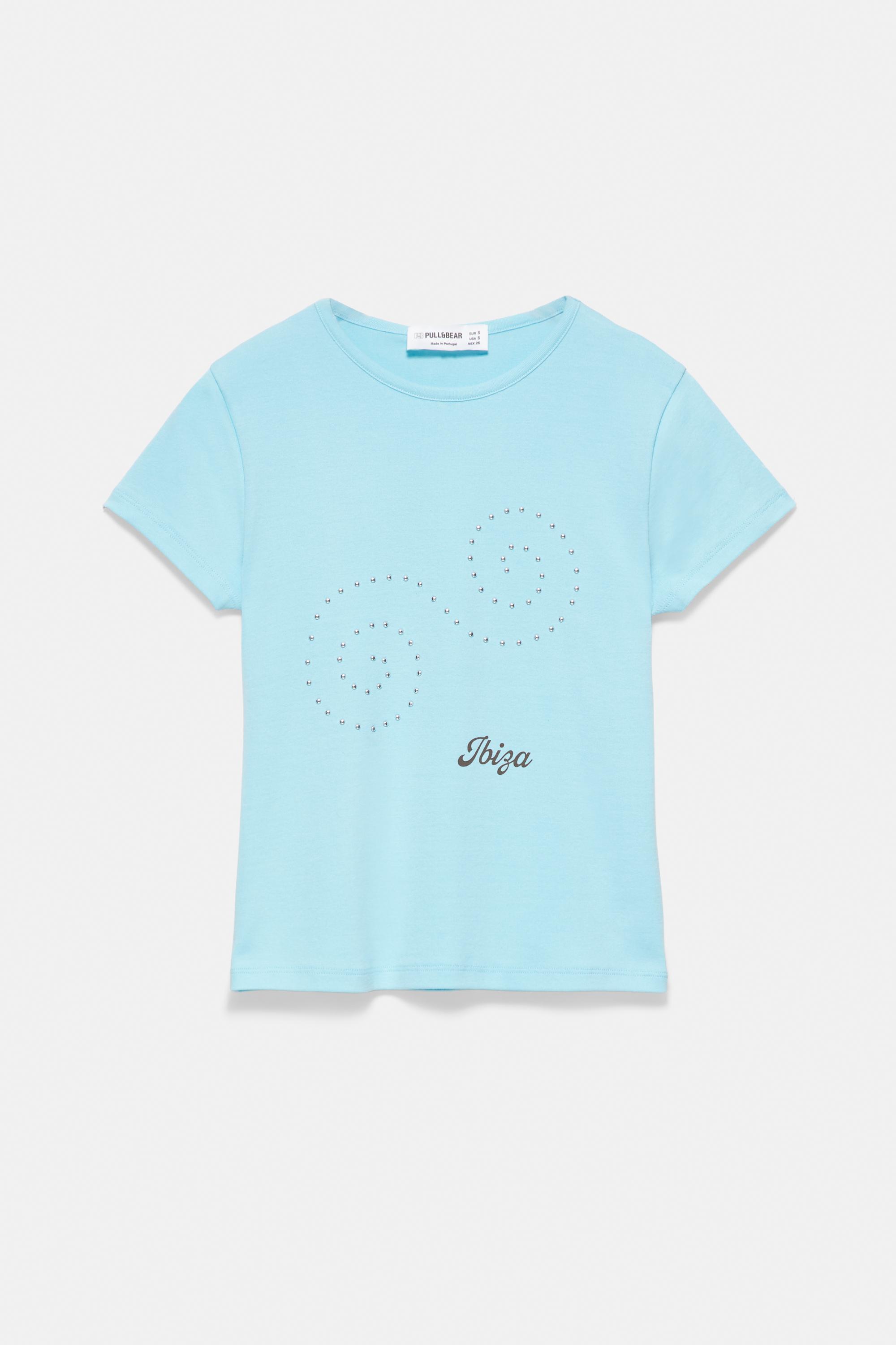 Ibiza stud slim fit T-shirt — Turquoise