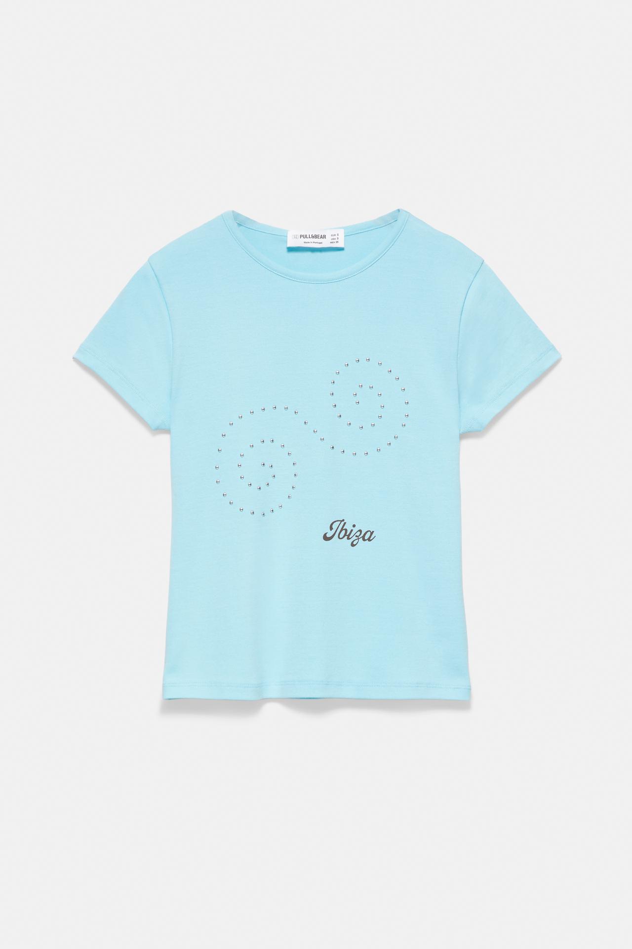 Ibiza stud slim fit T-shirt — Turquoise