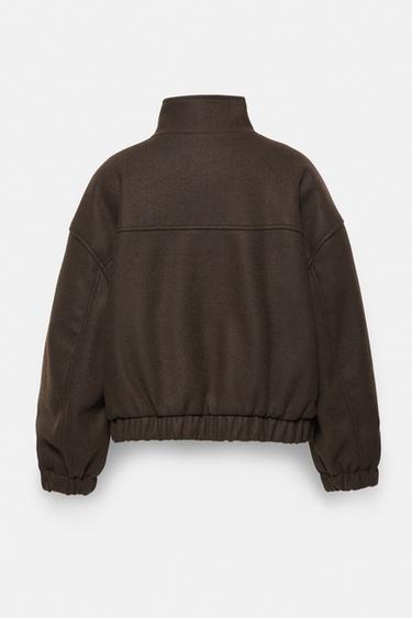 Cloth bomber jacket with a high neck — Brown 6