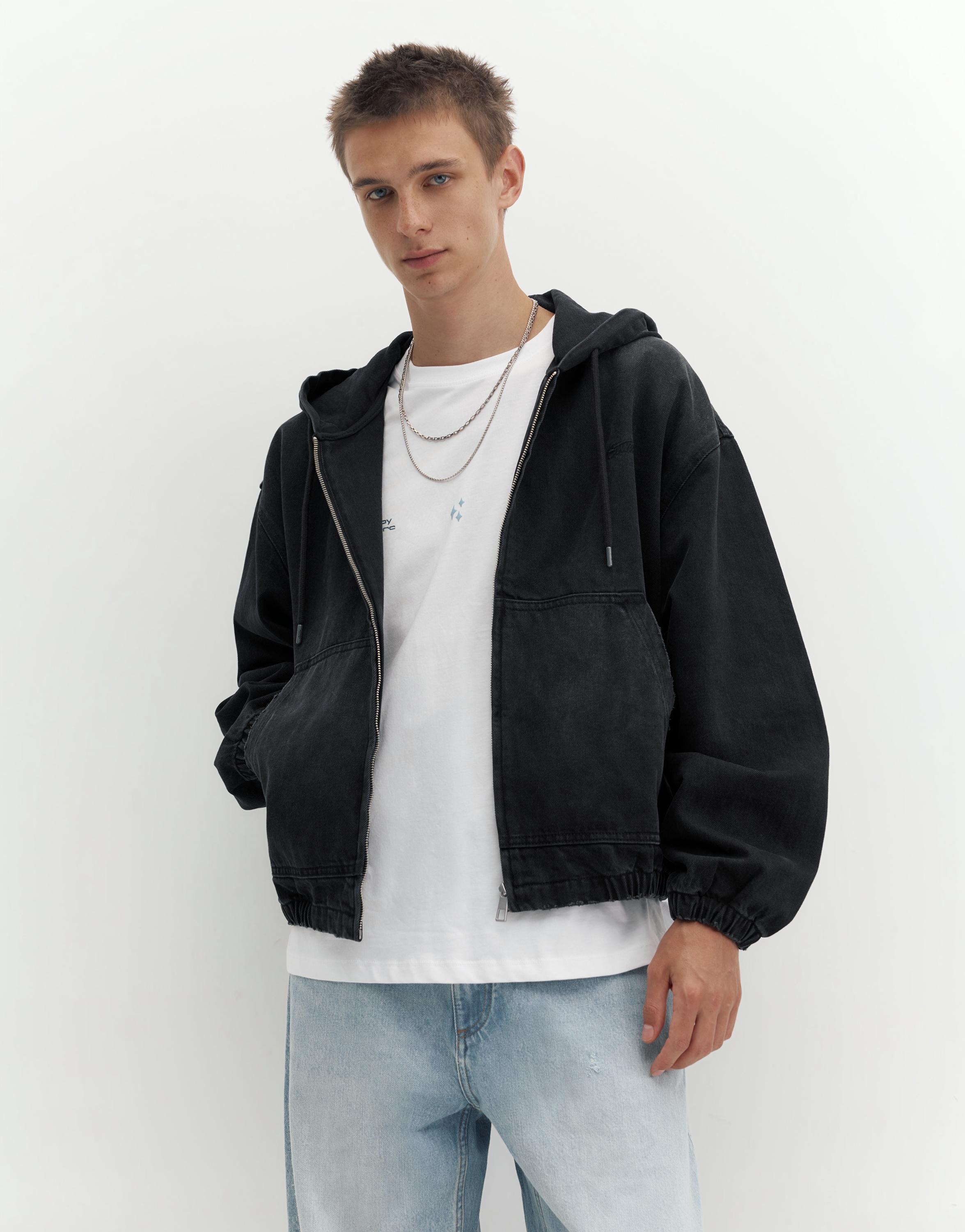 STWD zip-up hooded jacket — Faded black