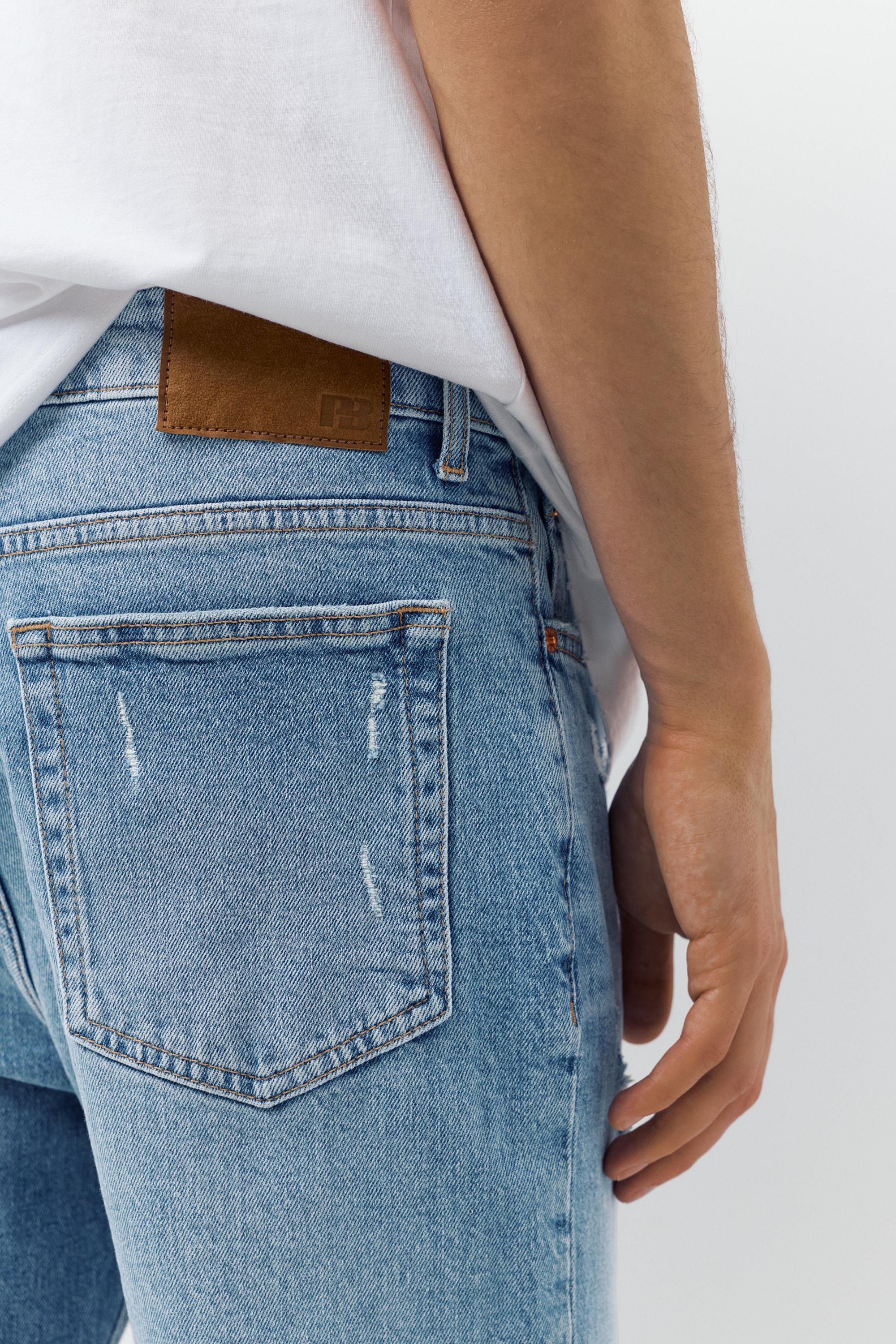 Ripped slim fit jeans — Medium blue