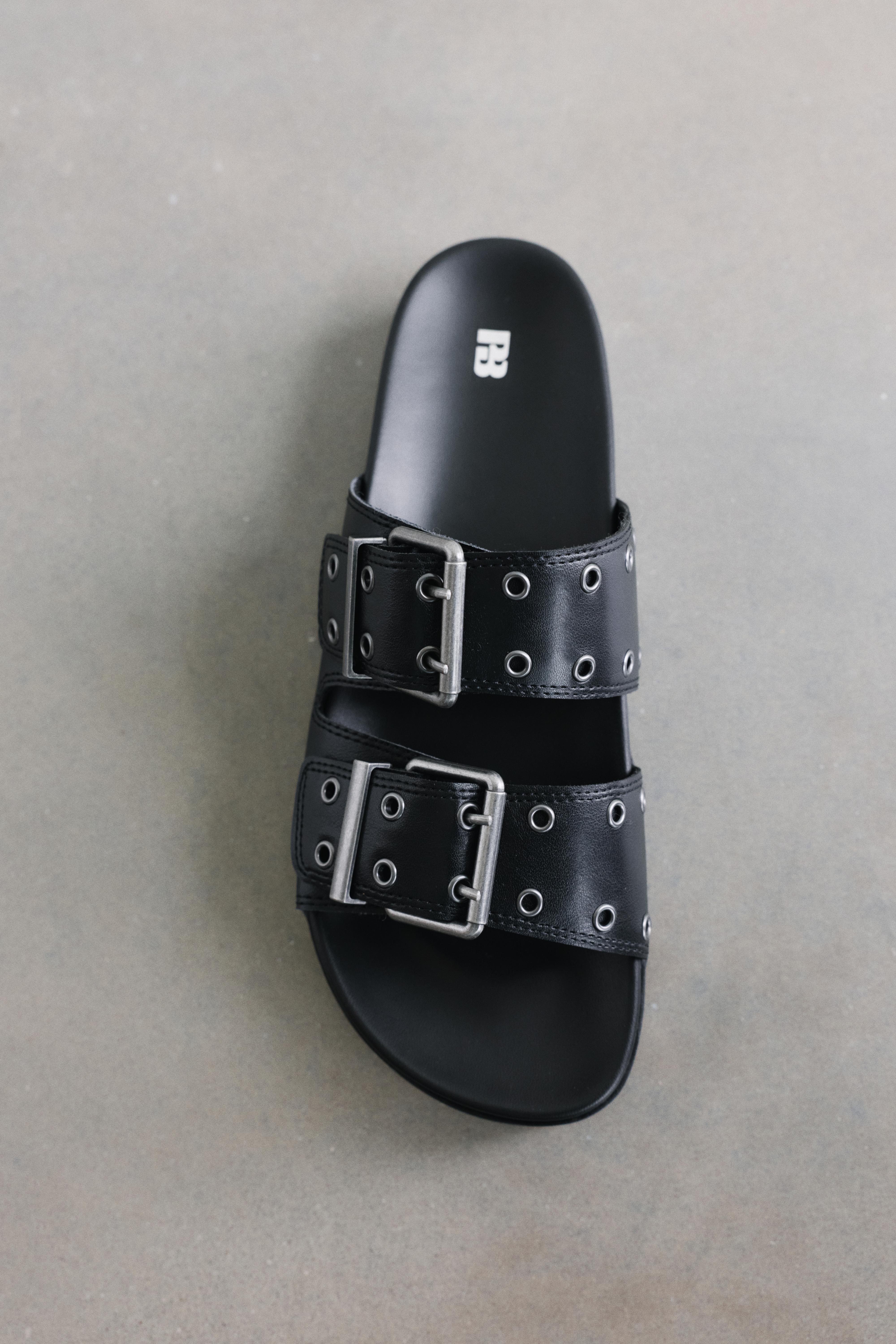 Chunky buckle sandals — Black