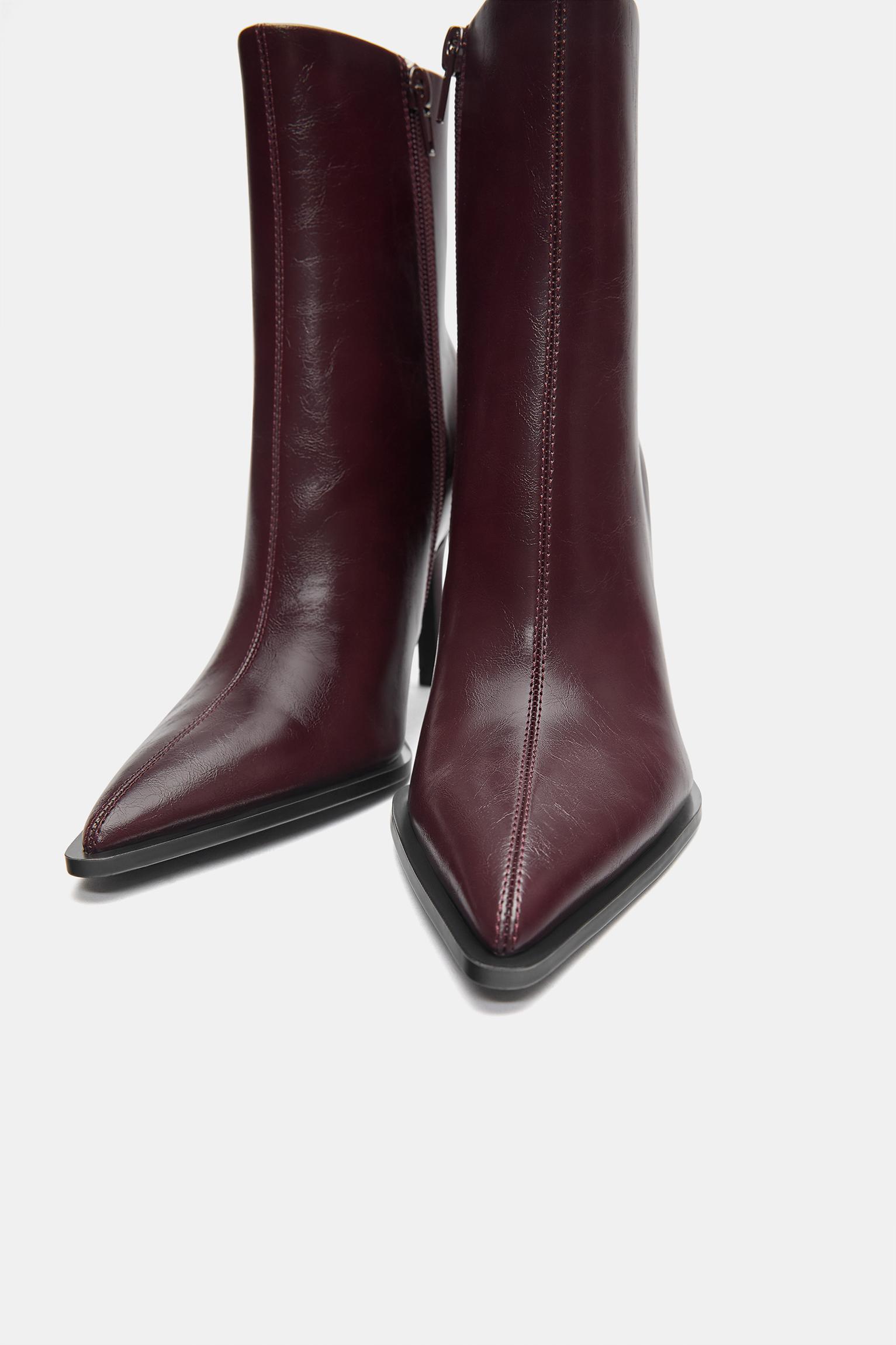 Stiletto heel ankle boots — Burgundy