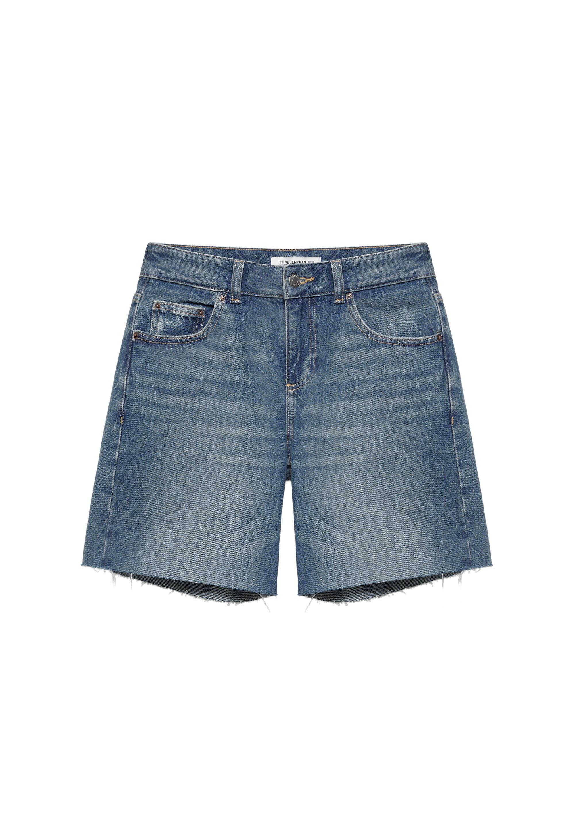 Low-rise denim Bermuda shorts — Medium blue