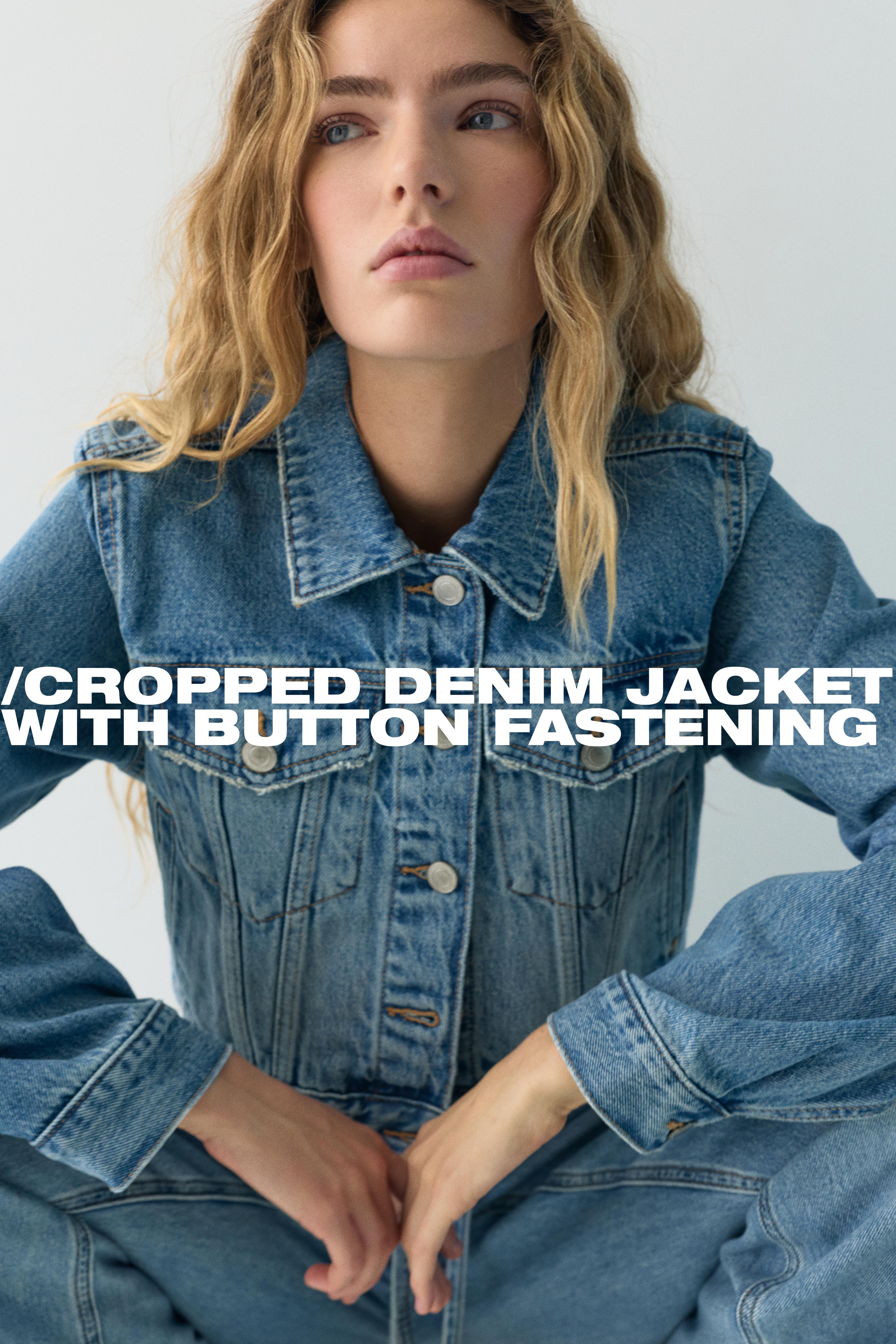 Cropped denim jacket — Medium blue