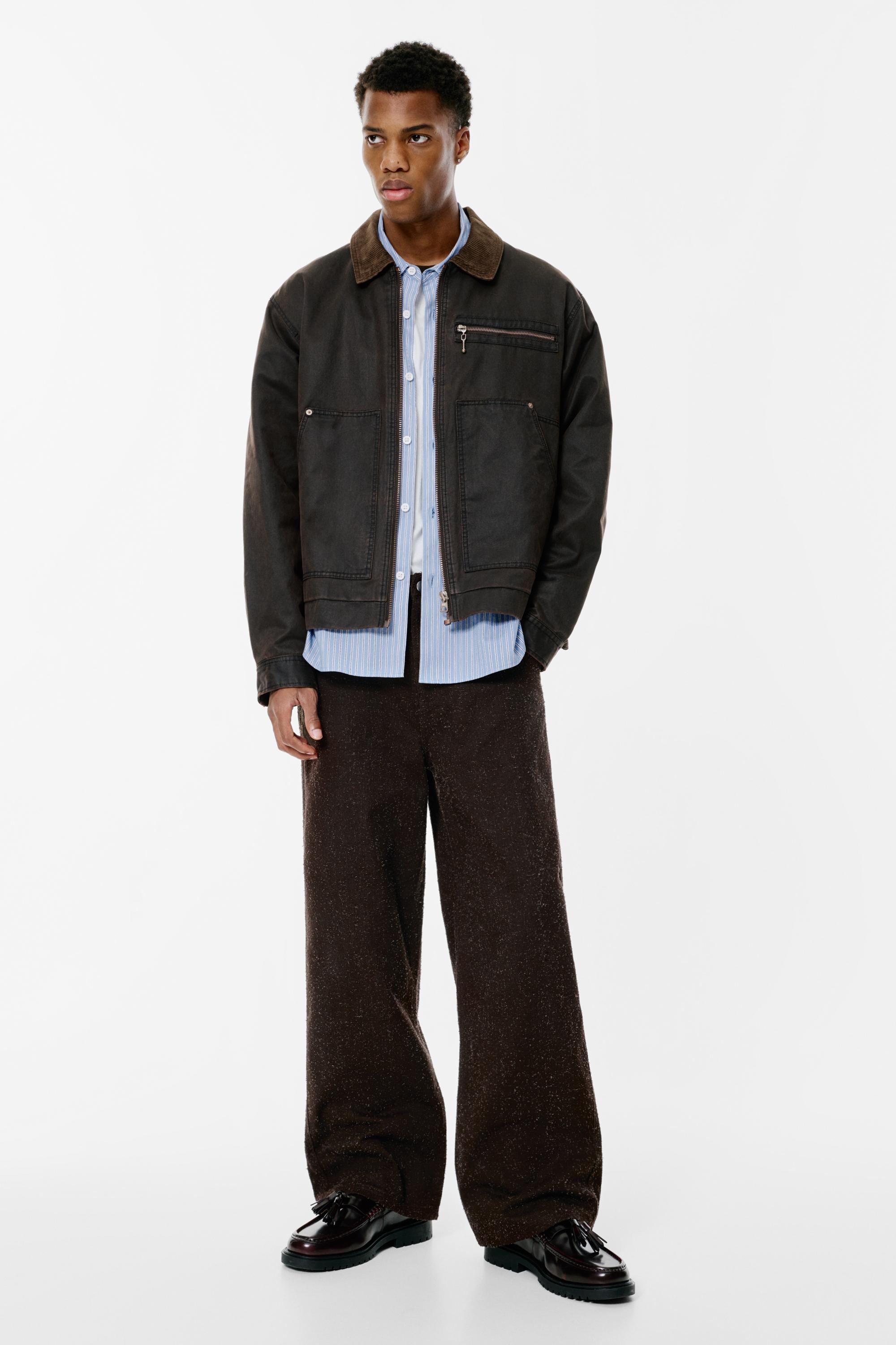 Pantalon Droit Texturé - Pull&Bear - Modalova
