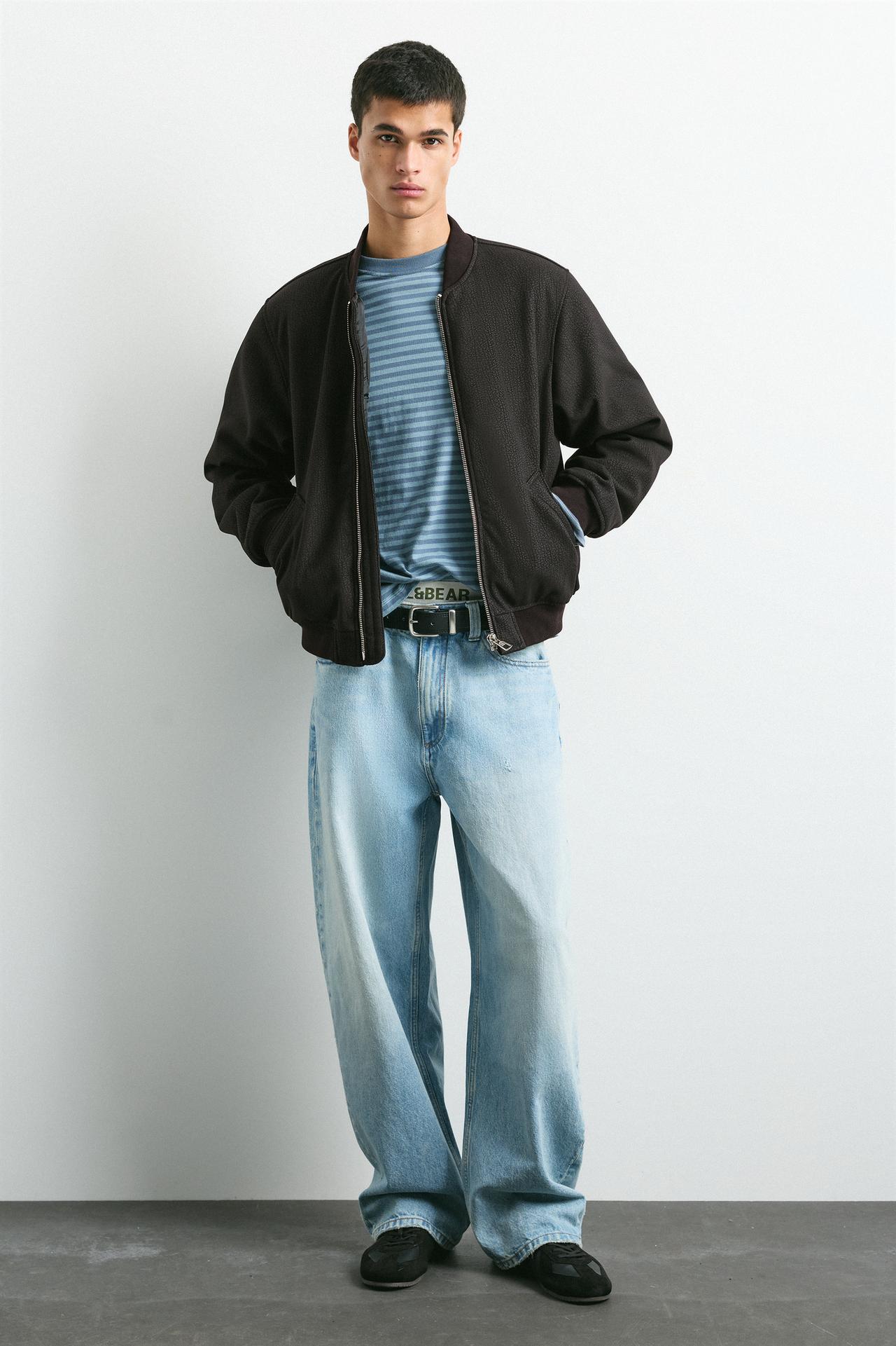 Leather effect bomber jacket — Black