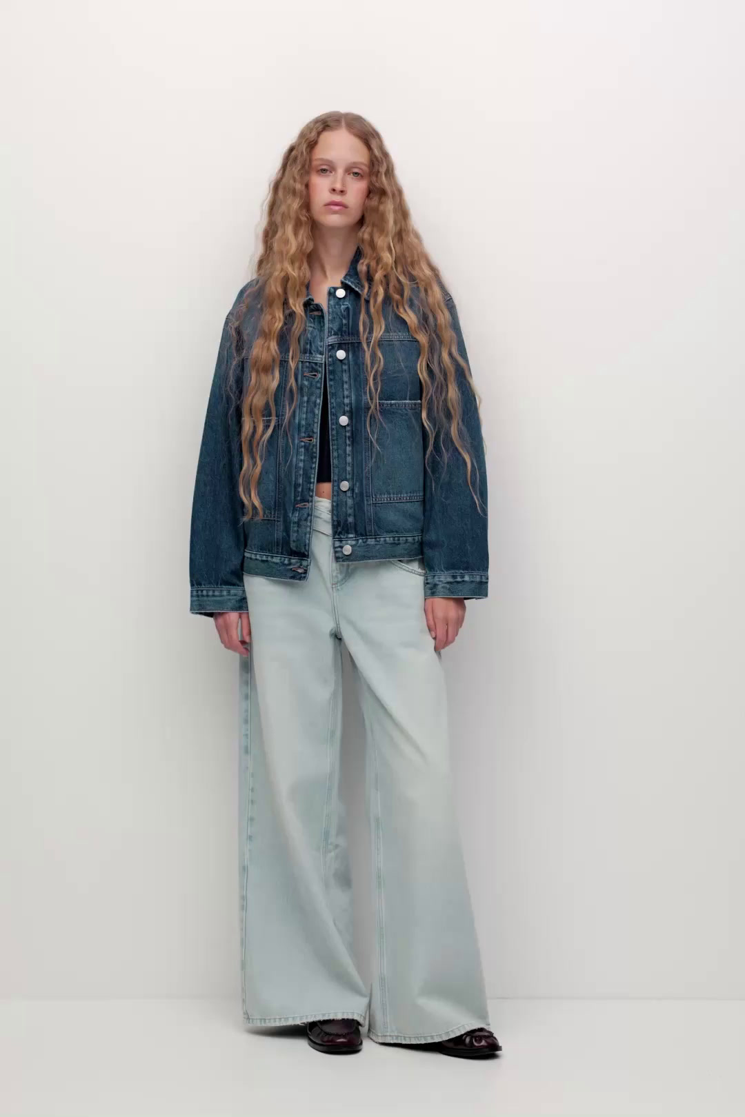 Baggy jeans with folded waist pull&bear