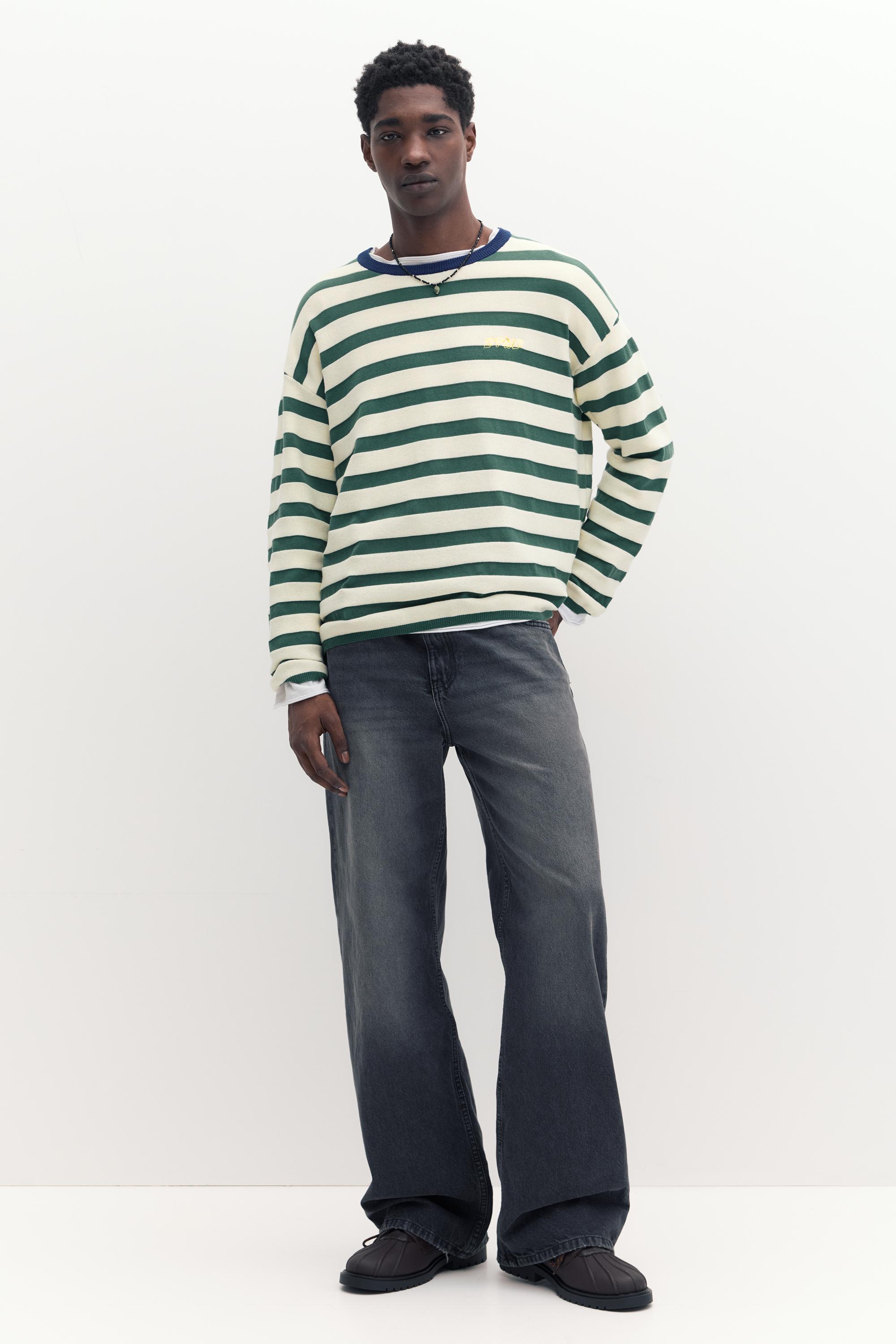 Çizgili örgü tişört - Görsel 7