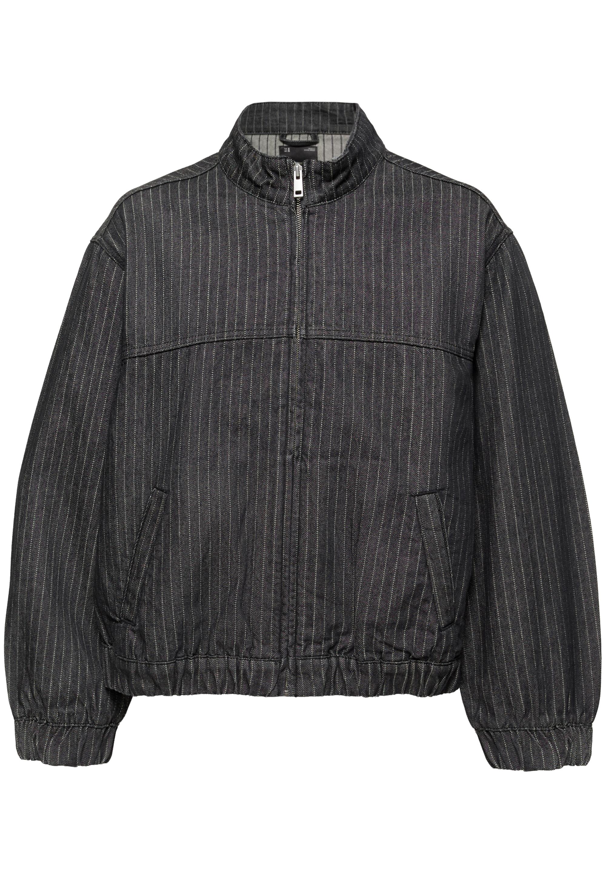 Striped denim jacket — Black (alternate view)