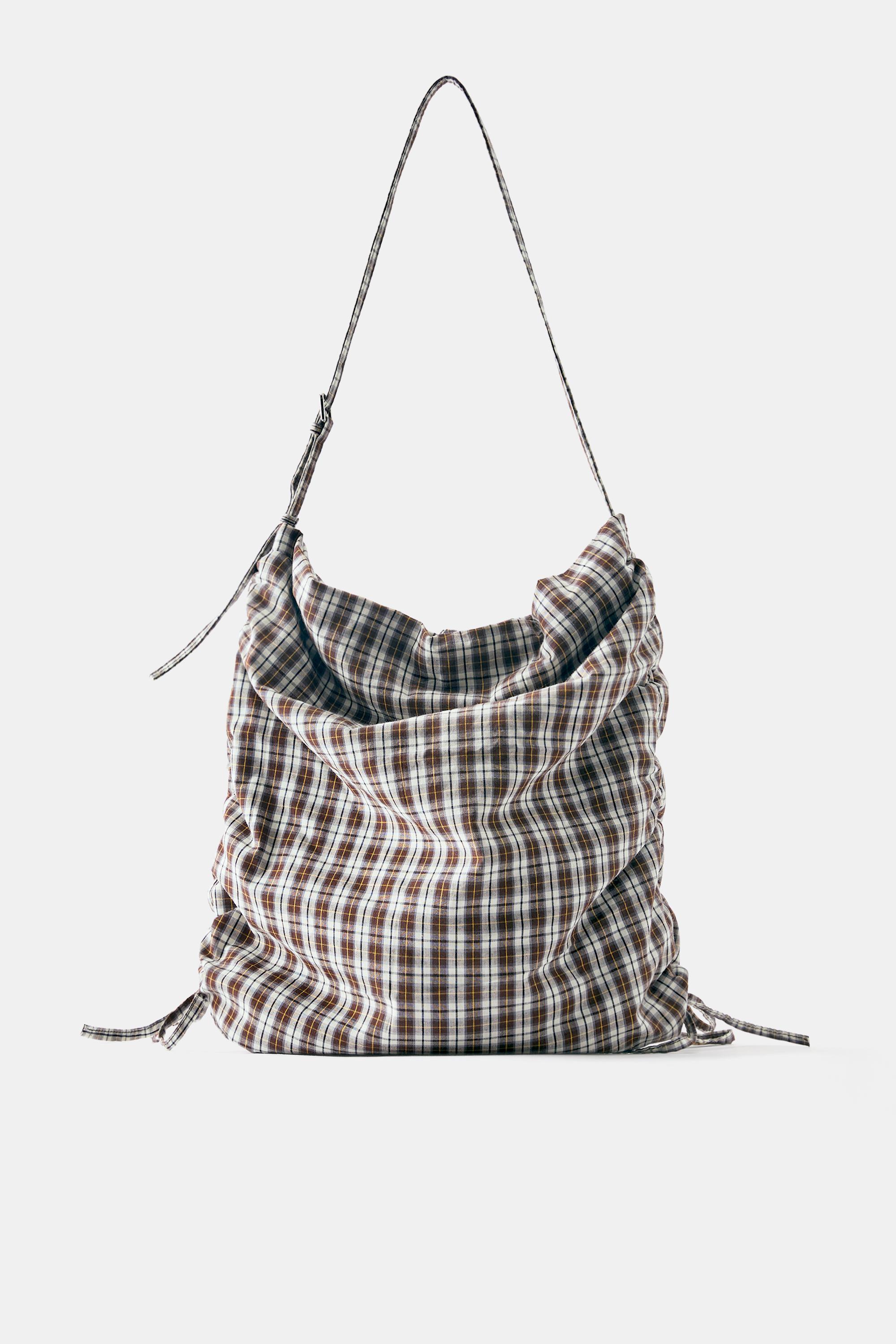 Check print tote bag — Multi-colored