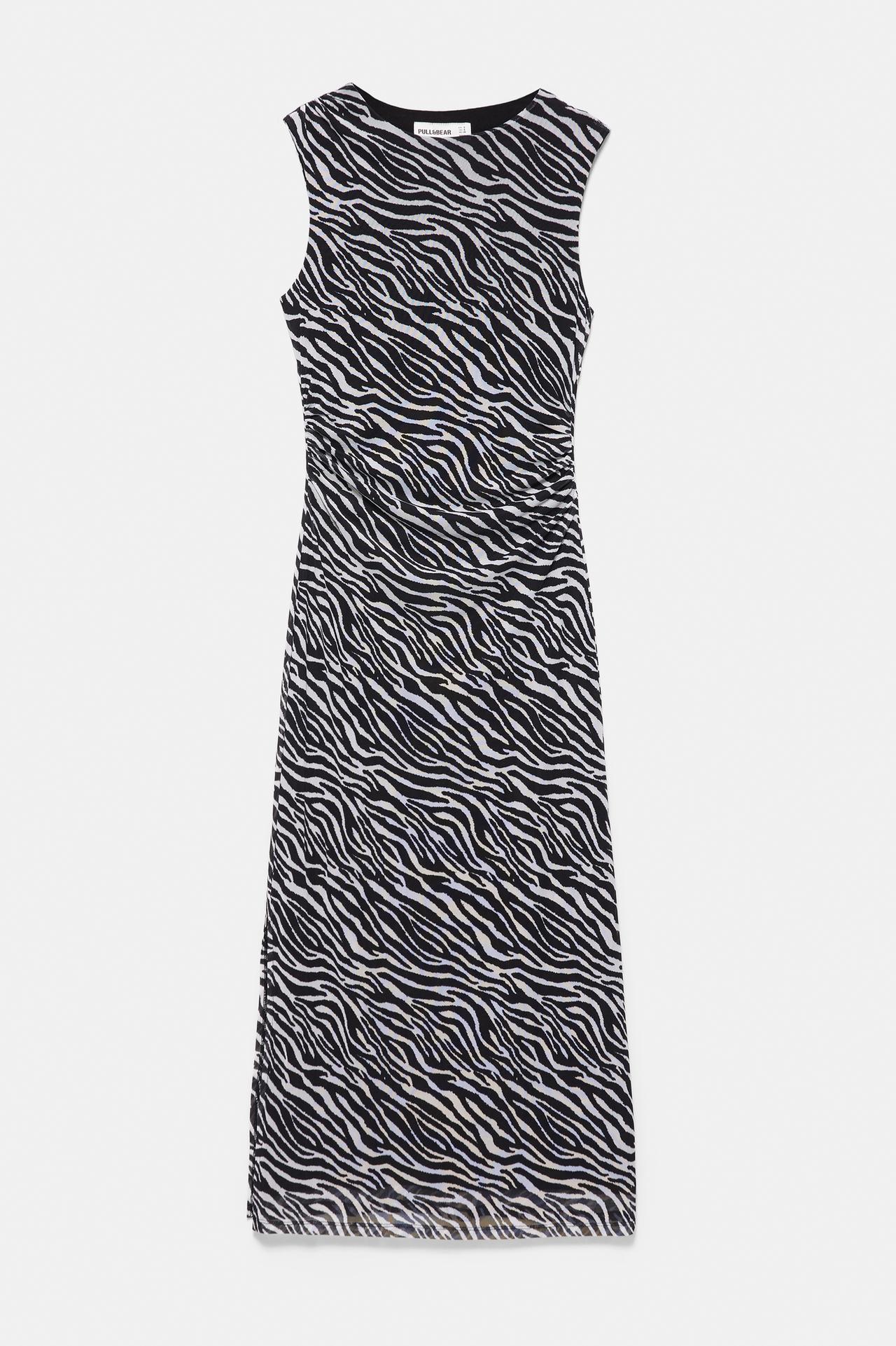 Zebra print midi dress — White/Black