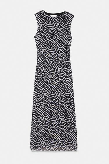 Zebra print midi dress — White/Black 1