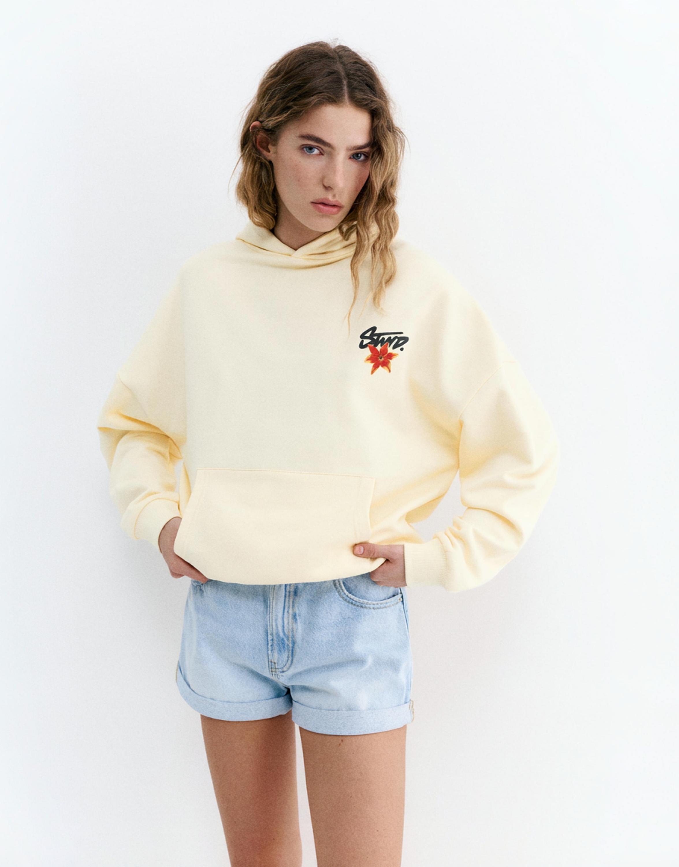 Kapüşonlu çiçekli STWD sweatshirt - Görsel 5