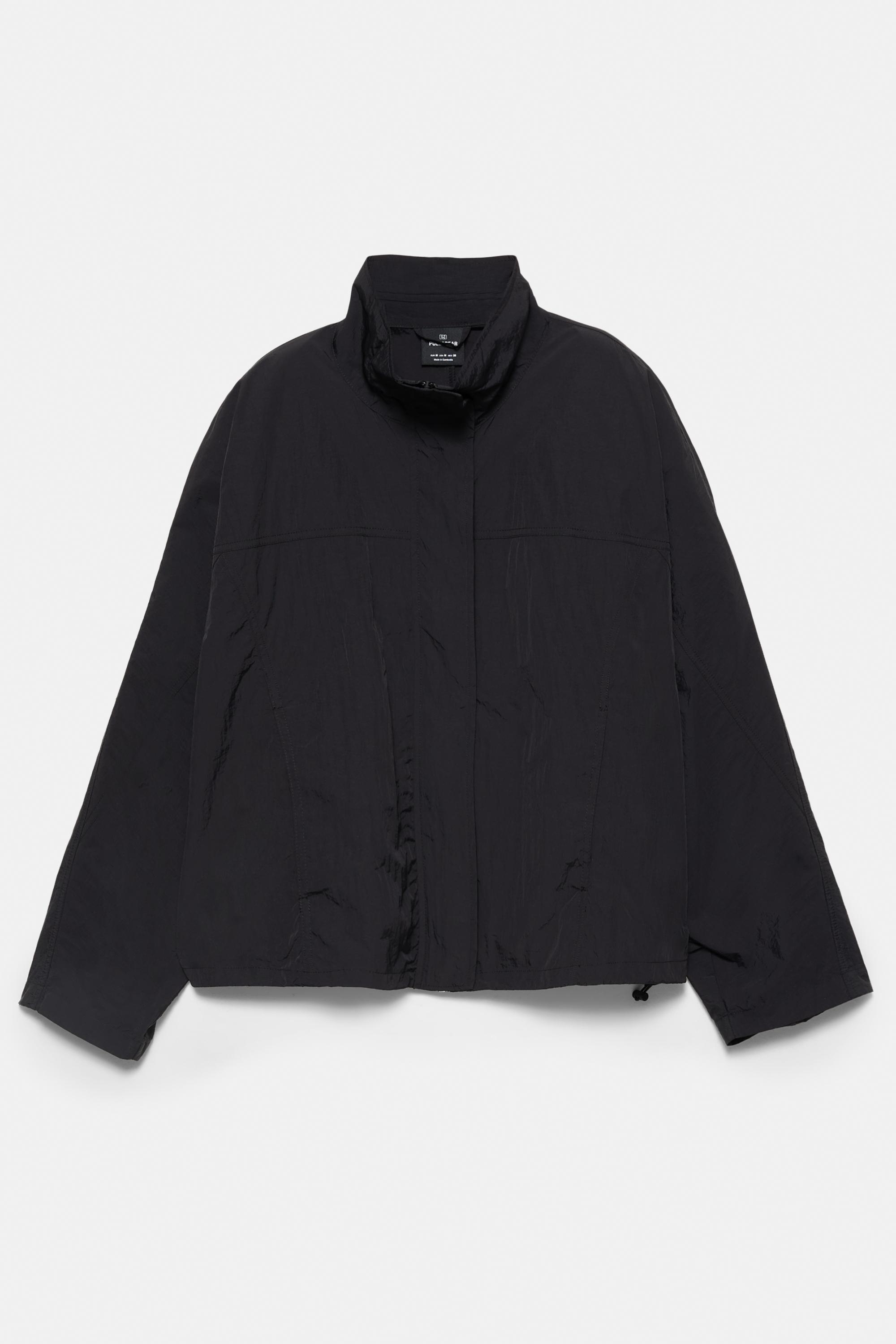 Short nylon-effect jacket — Black