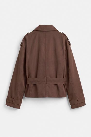 Short belted trench coat — Brown 6