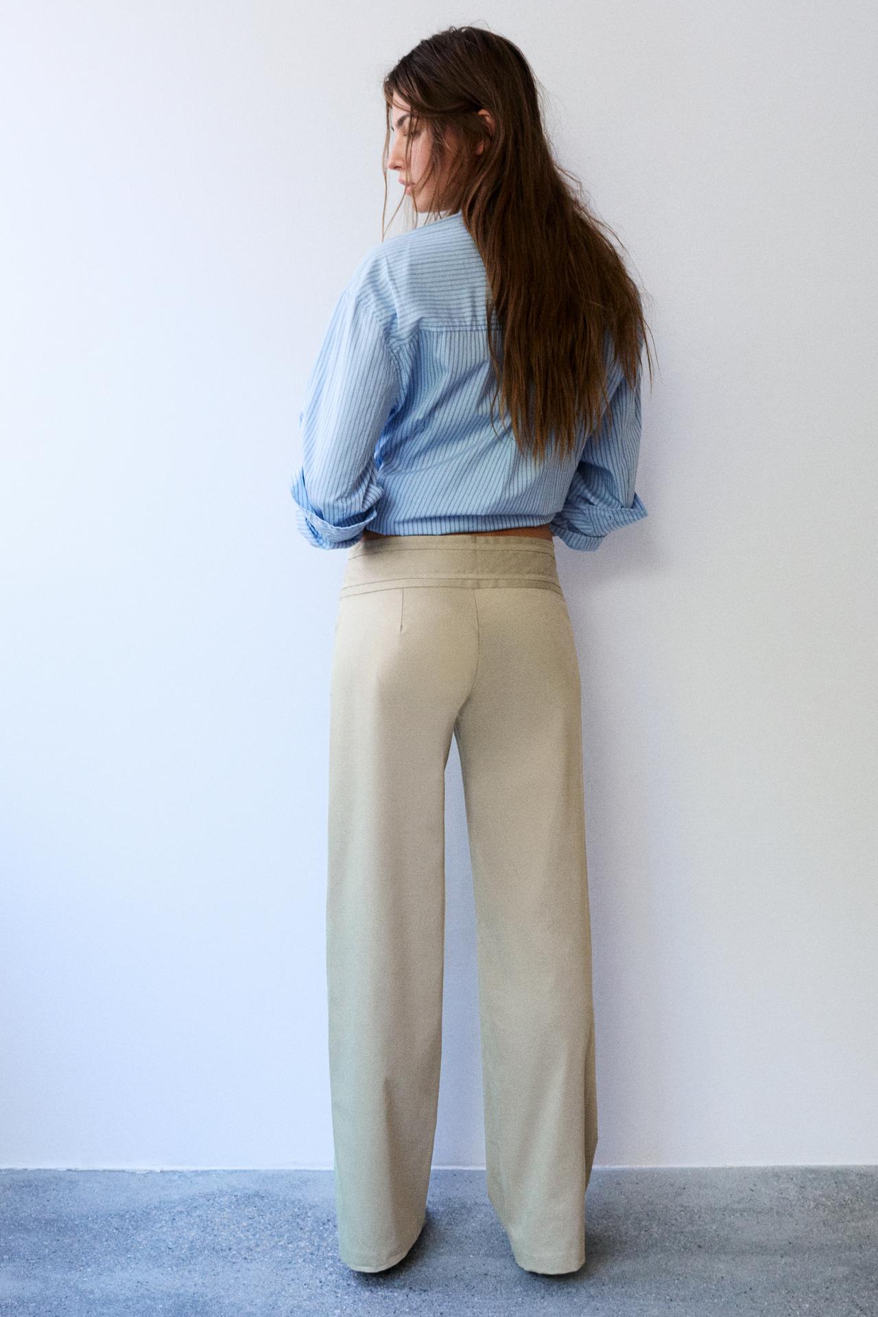 Straight-leg buckle trousers — Light camel