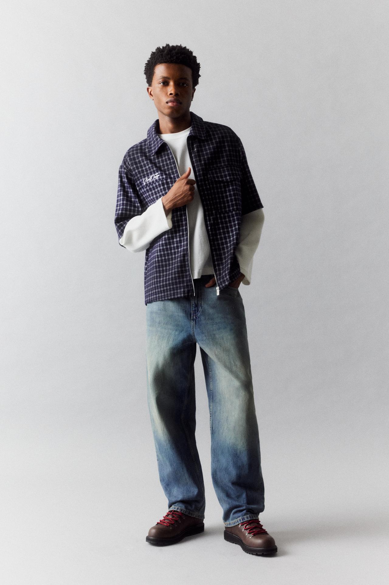 Double sleeve check shirt — Blue