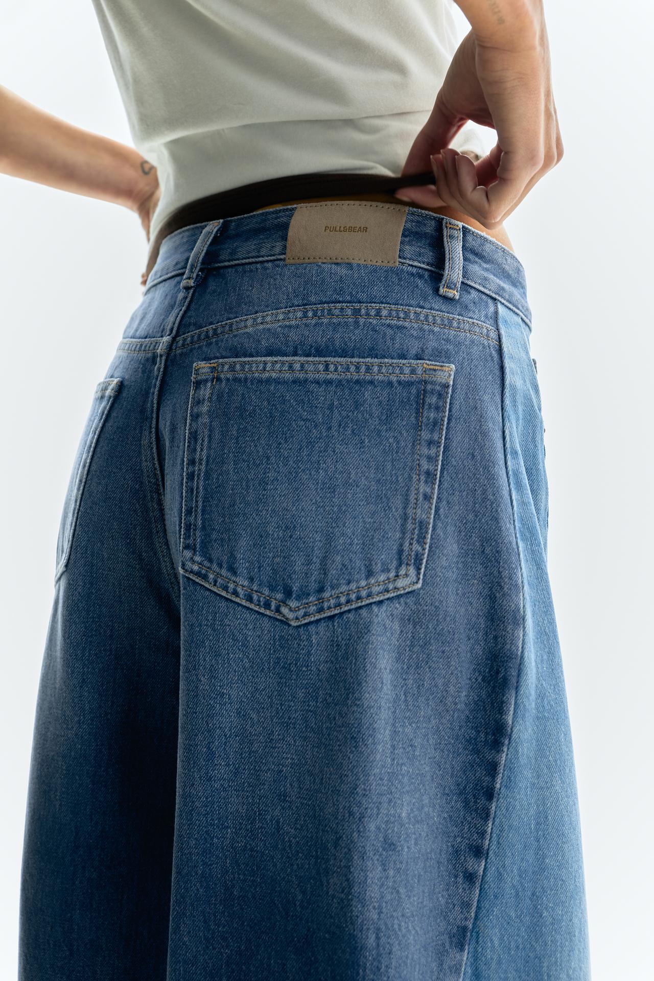 Patchwork barrel jeans — Medium blue