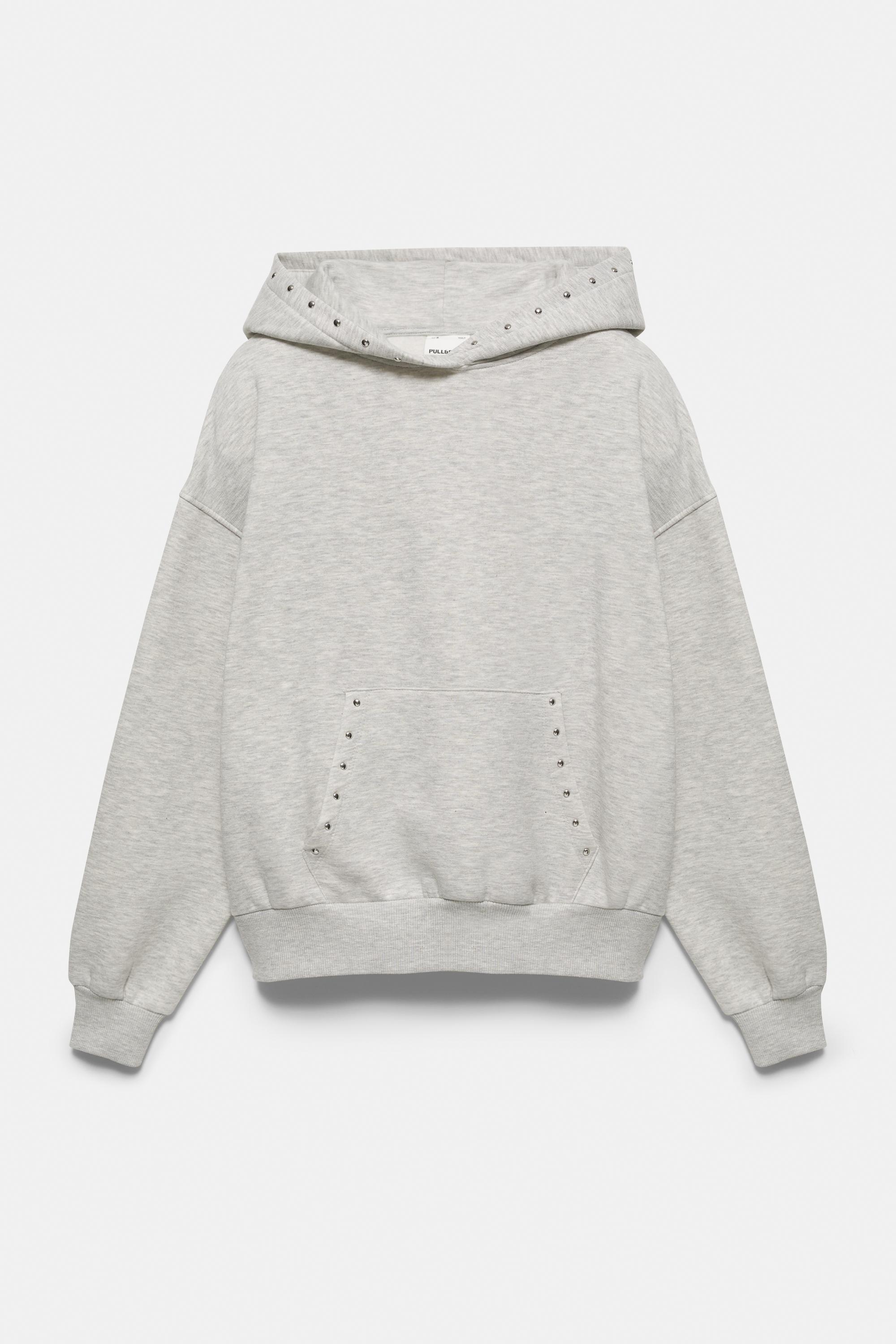 Studded hoodie — Grey marl