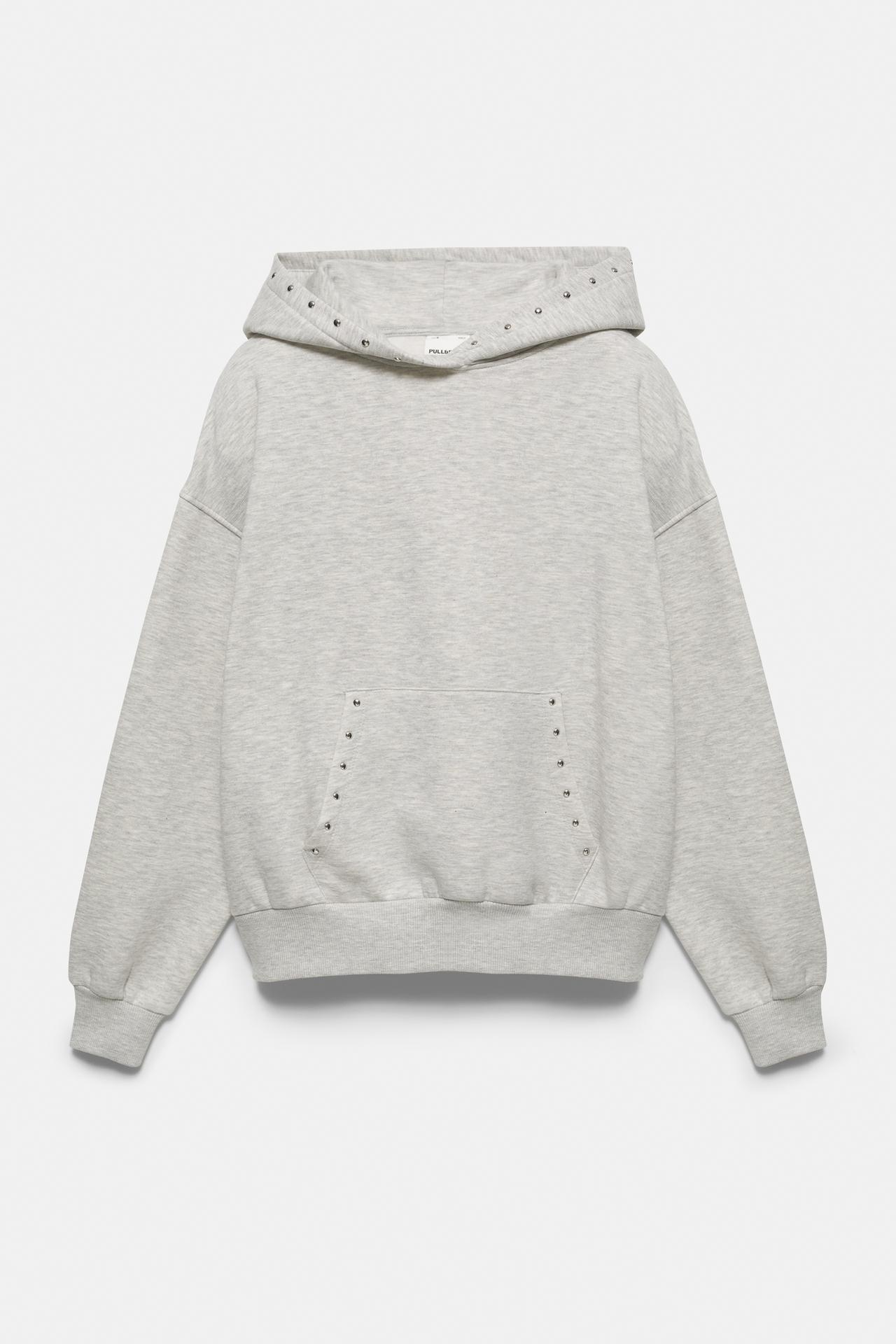 Studded hoodie — Grey marl