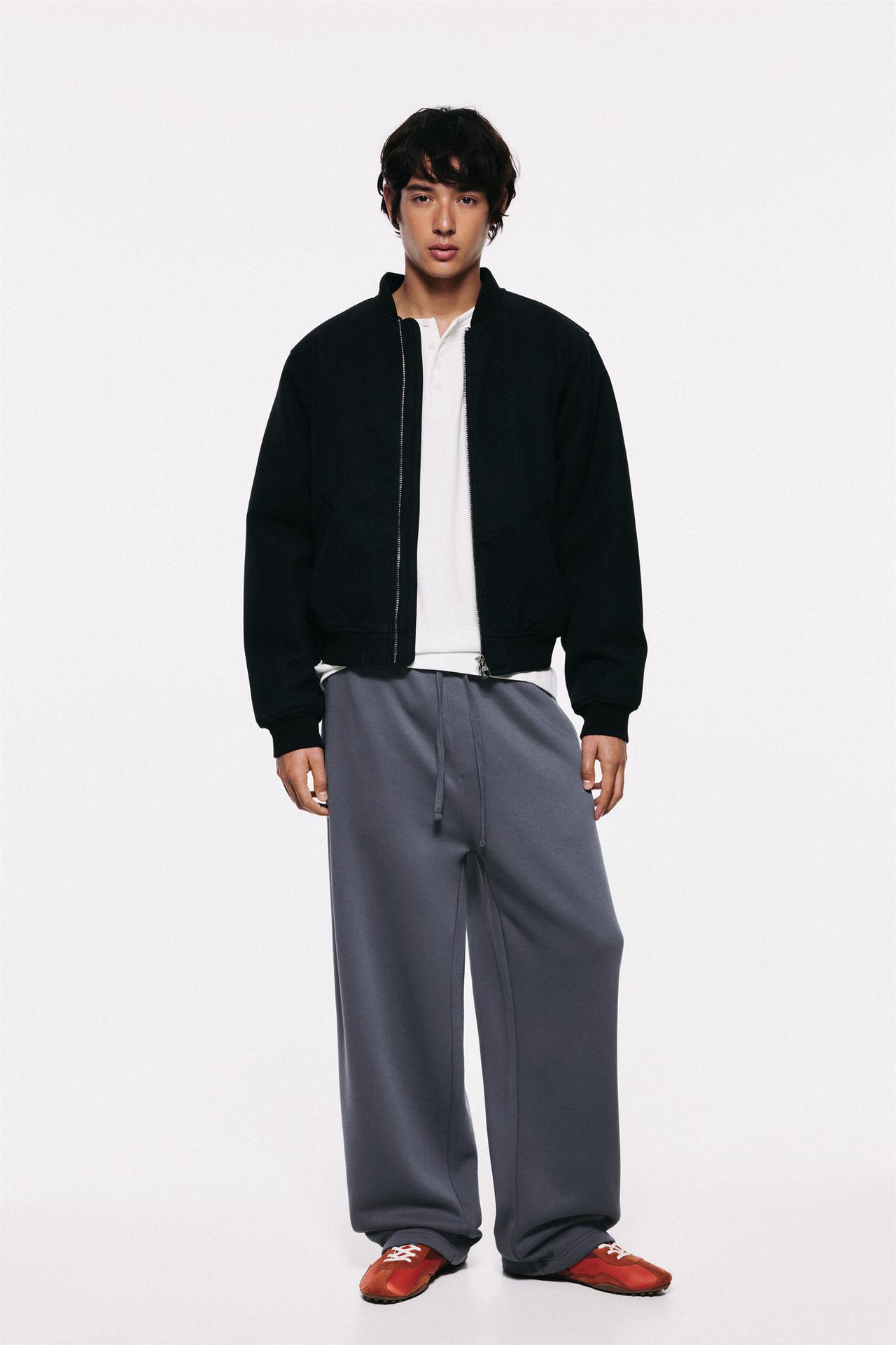 Basic baggy tracksuit bottoms — Grey blue