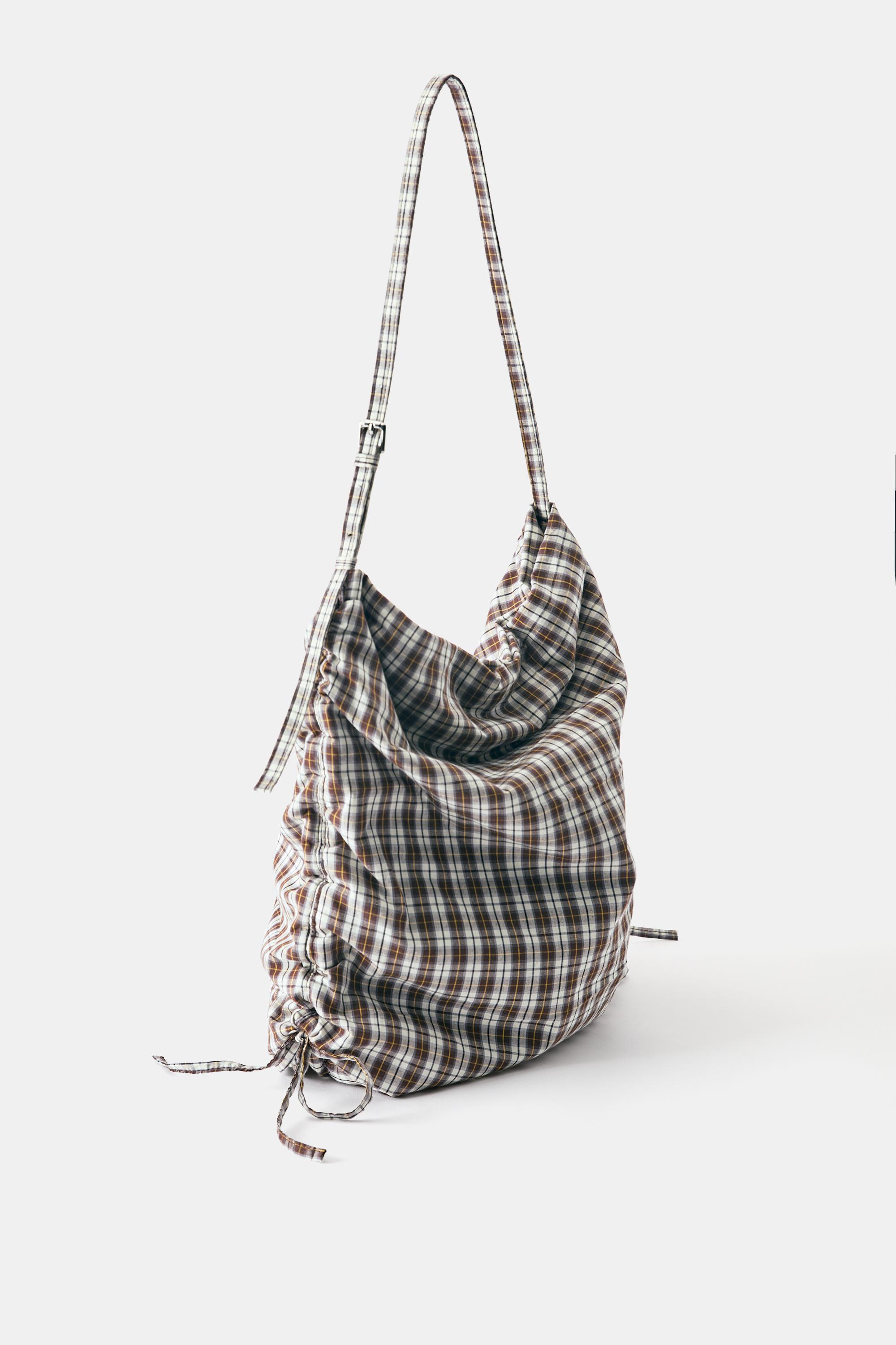 Check print tote bag — Multi-colored