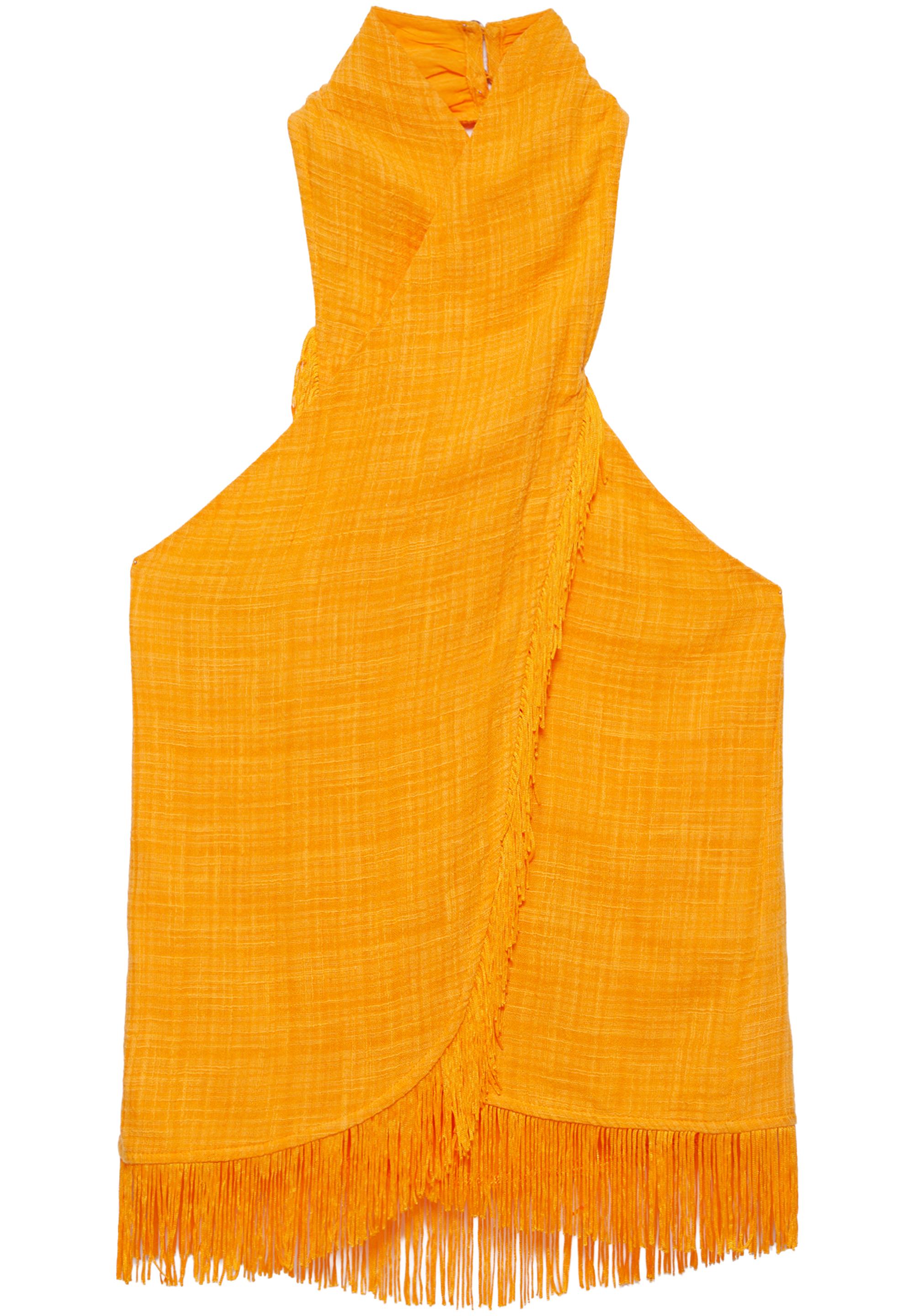 Fringed crossover halter top — Orange