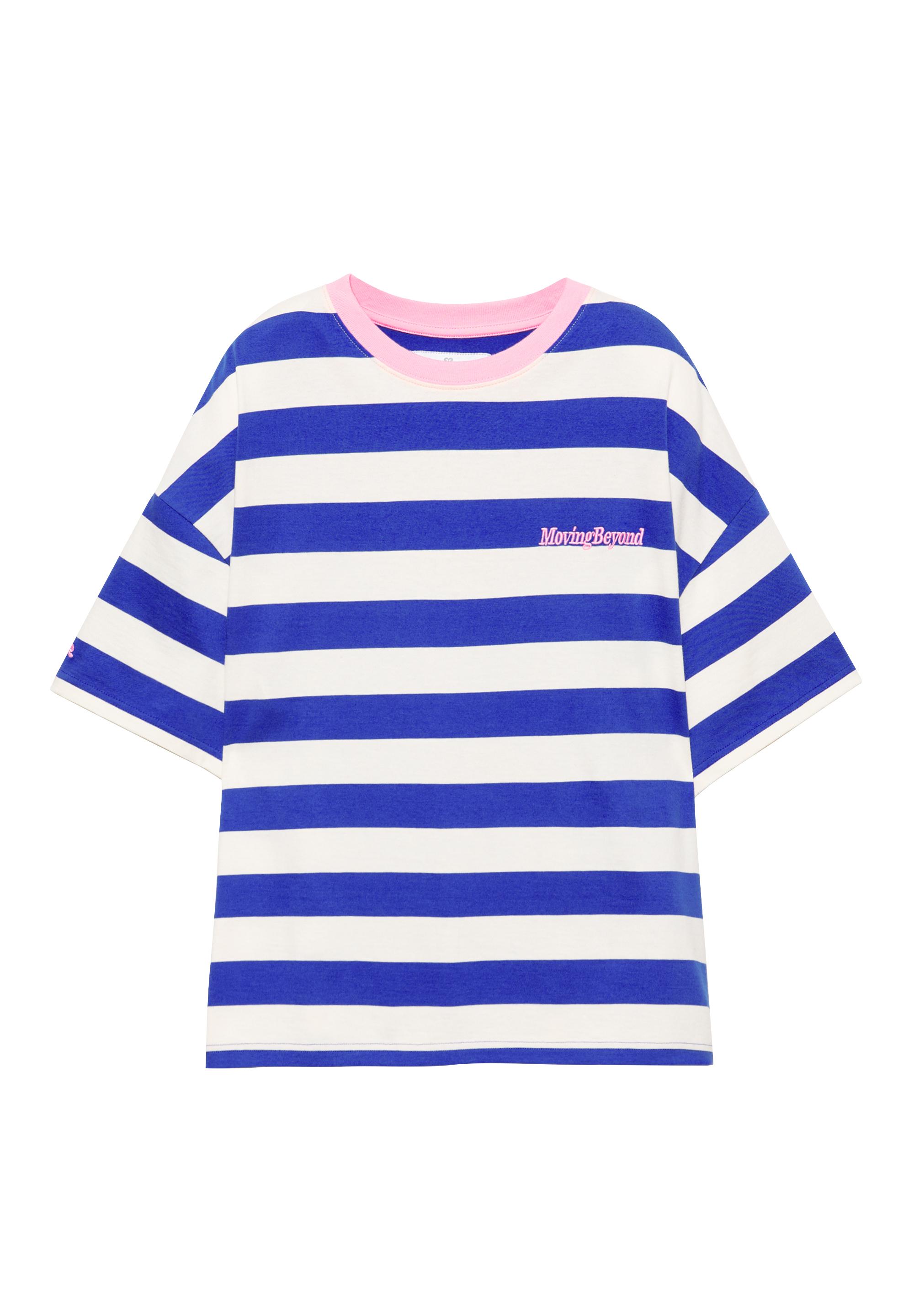 Blue striped T-shirt — Deep blue