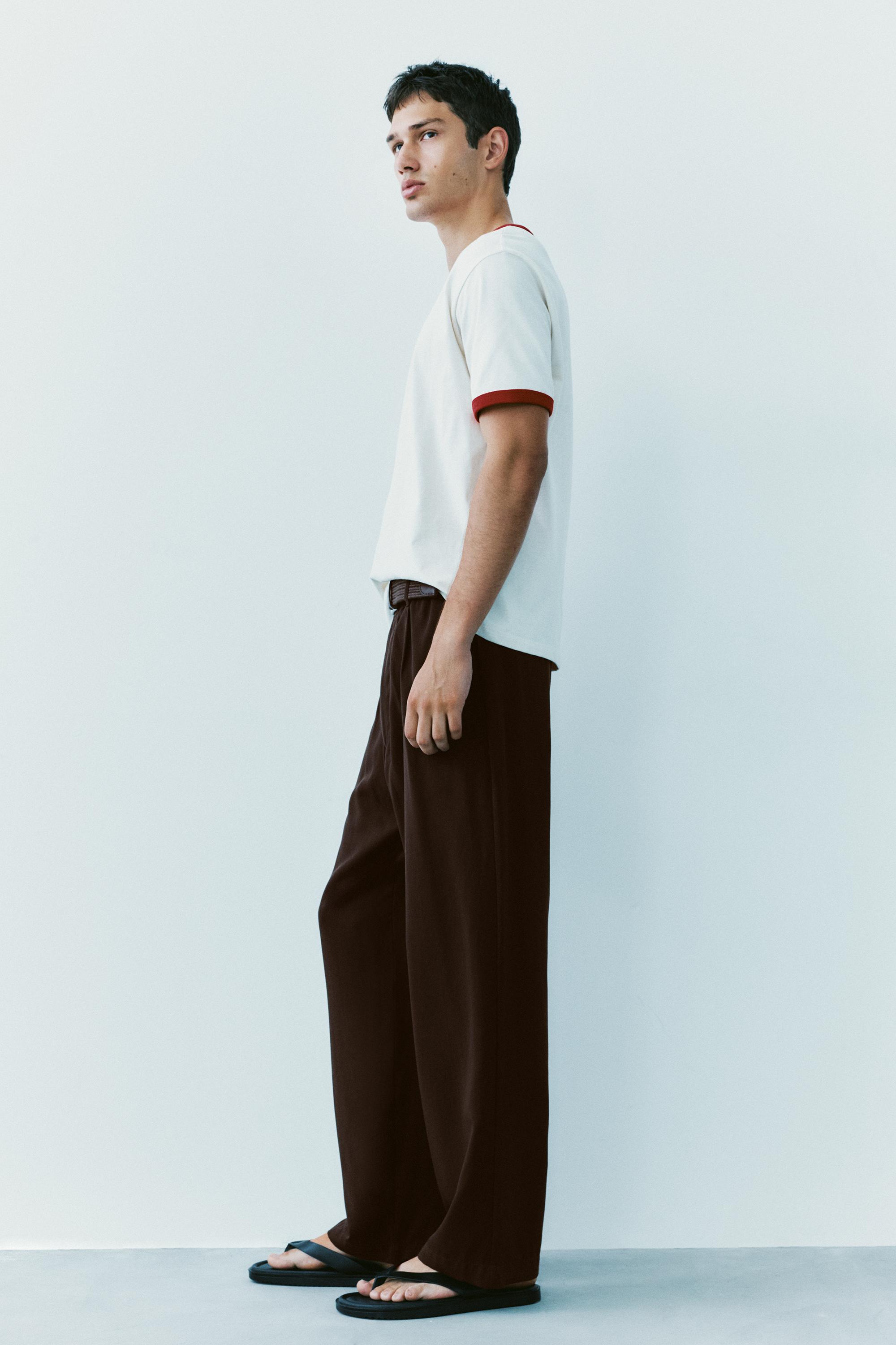 Contrast trim T-shirt — Red
