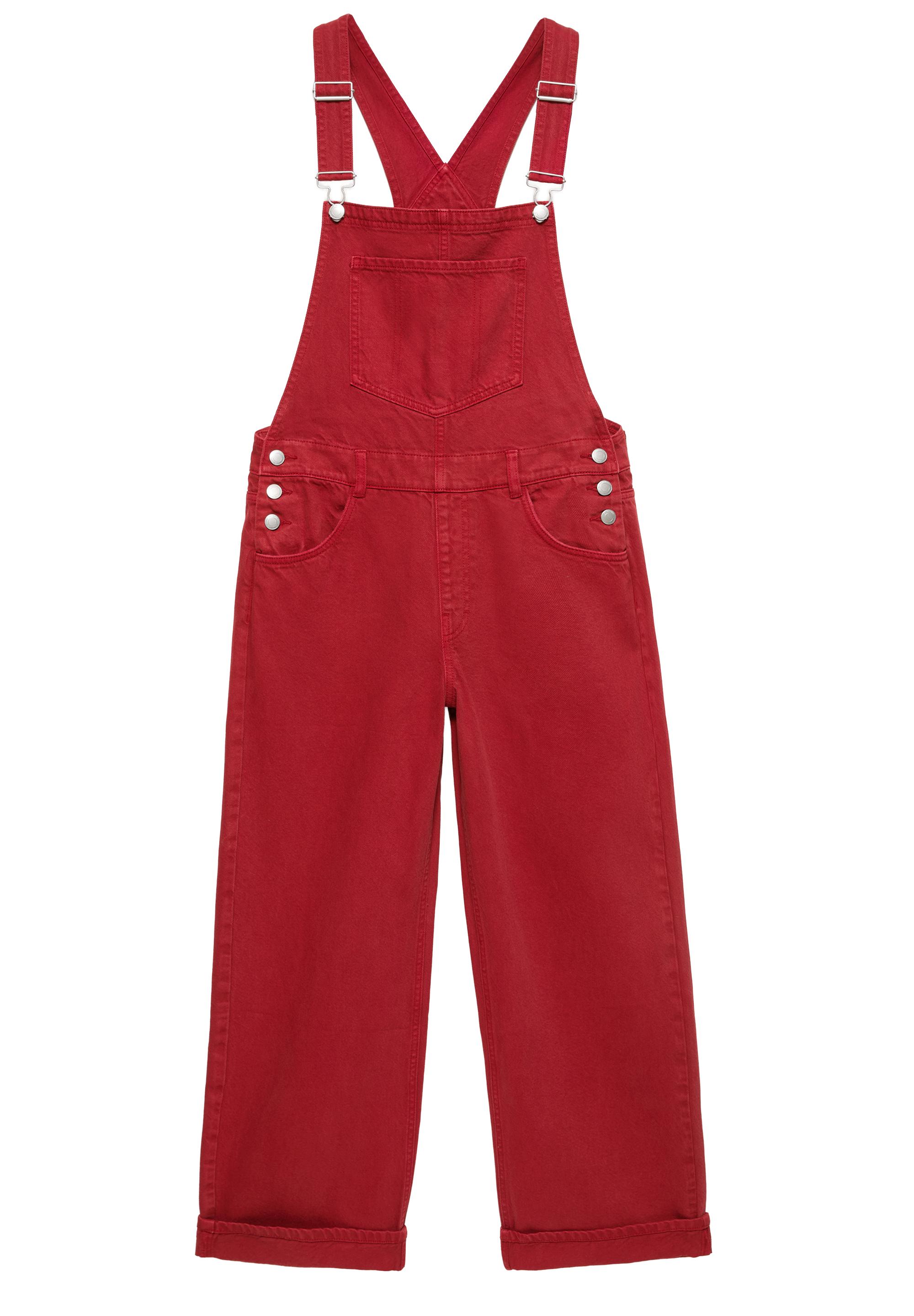 Long denim dungarees — Burgundy