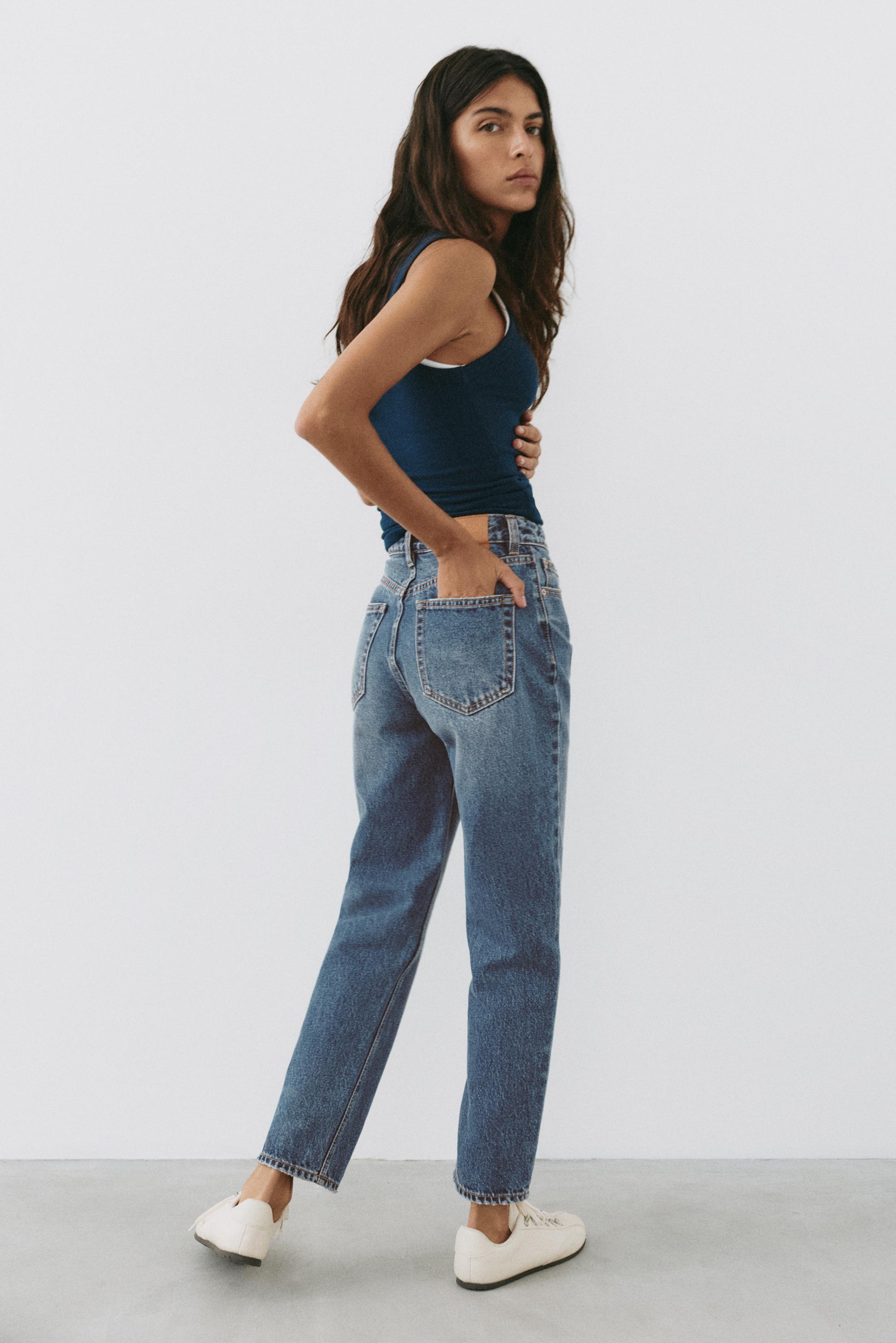 High-waist mom jeans — Dark blue