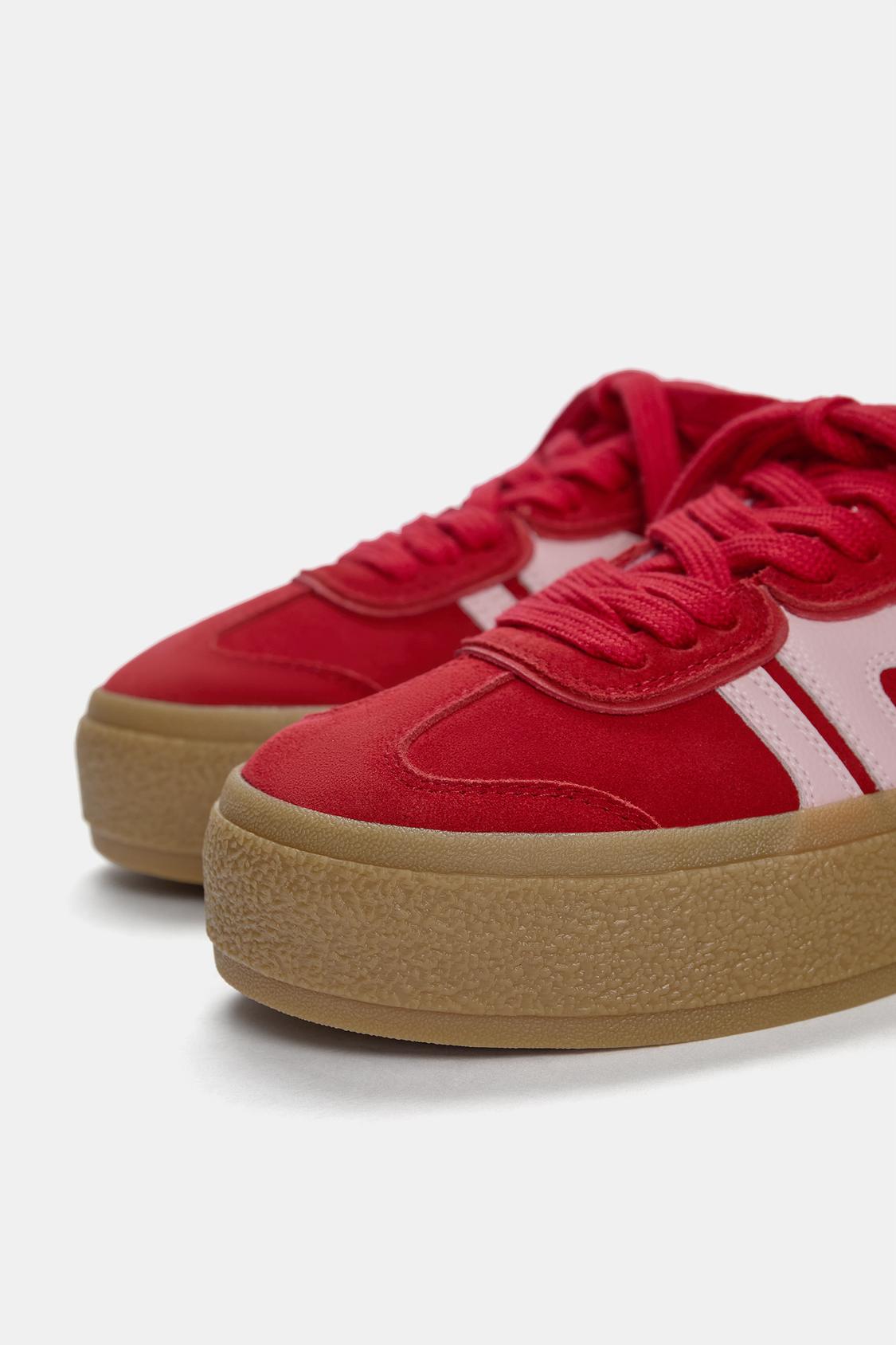 Leather chunky sole trainers - PULL&BEAR 