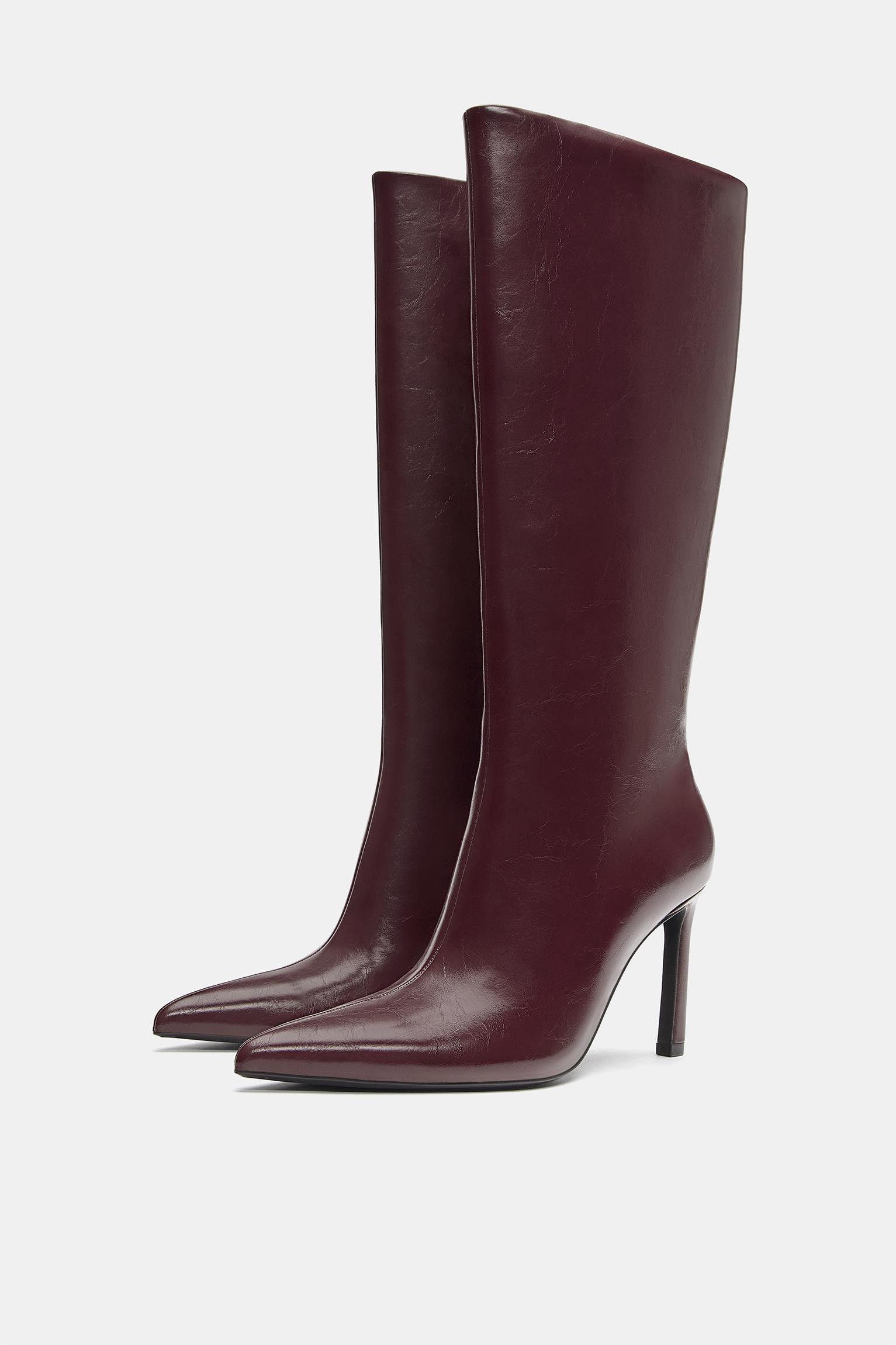 High-heel boots — Burgundy