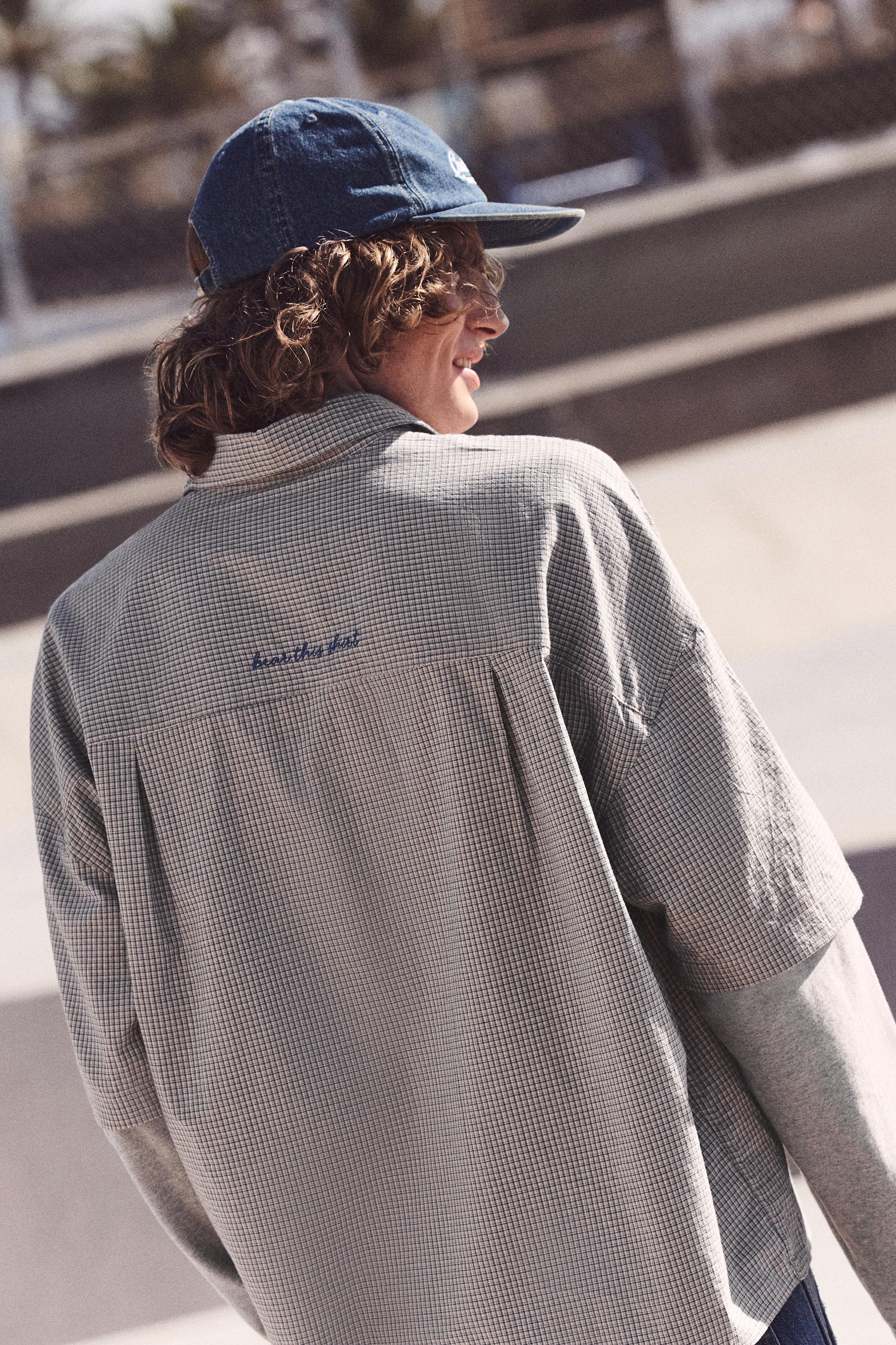 Double sleeve check shirt — Sand/Blue
