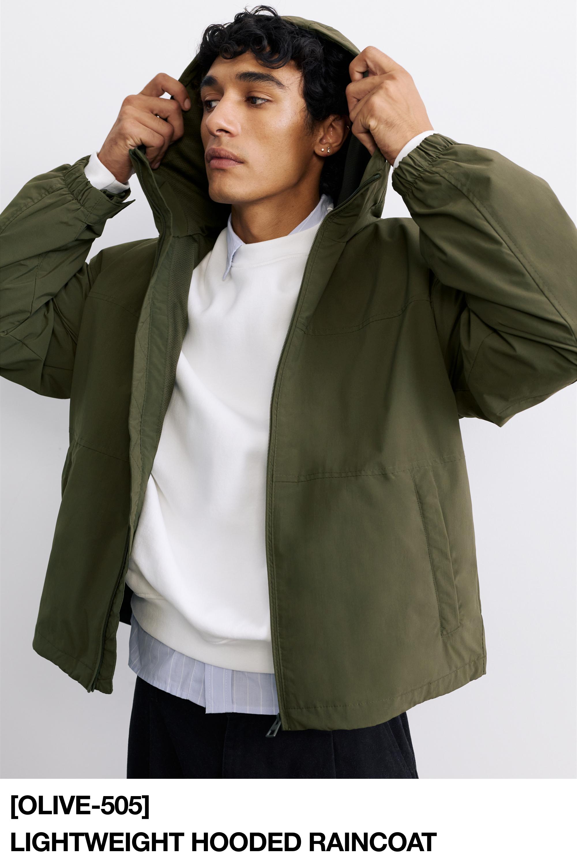 Lightweight hooded raincoat — Khaki
