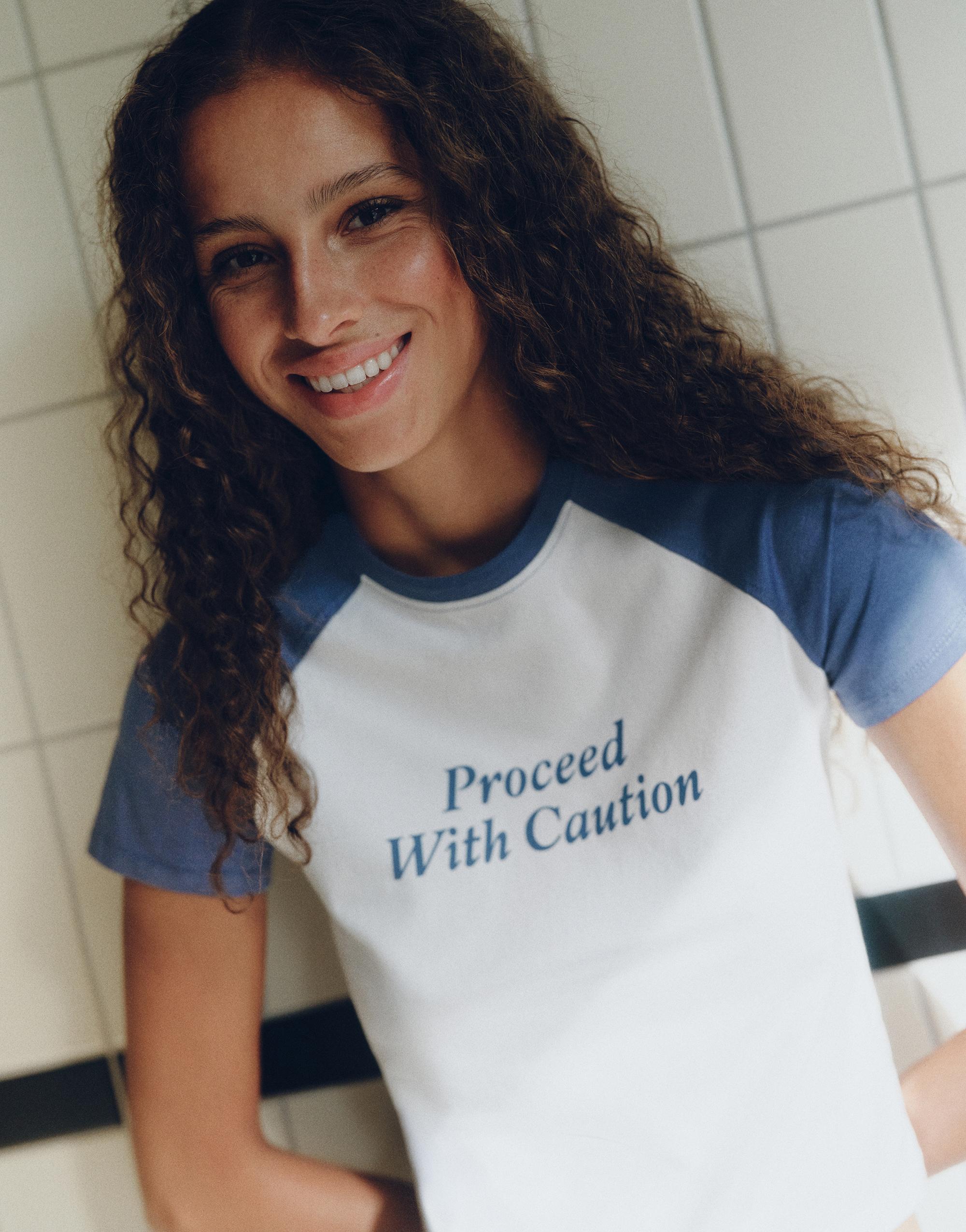 Raglan sleeve slogan T-shirt — Ice